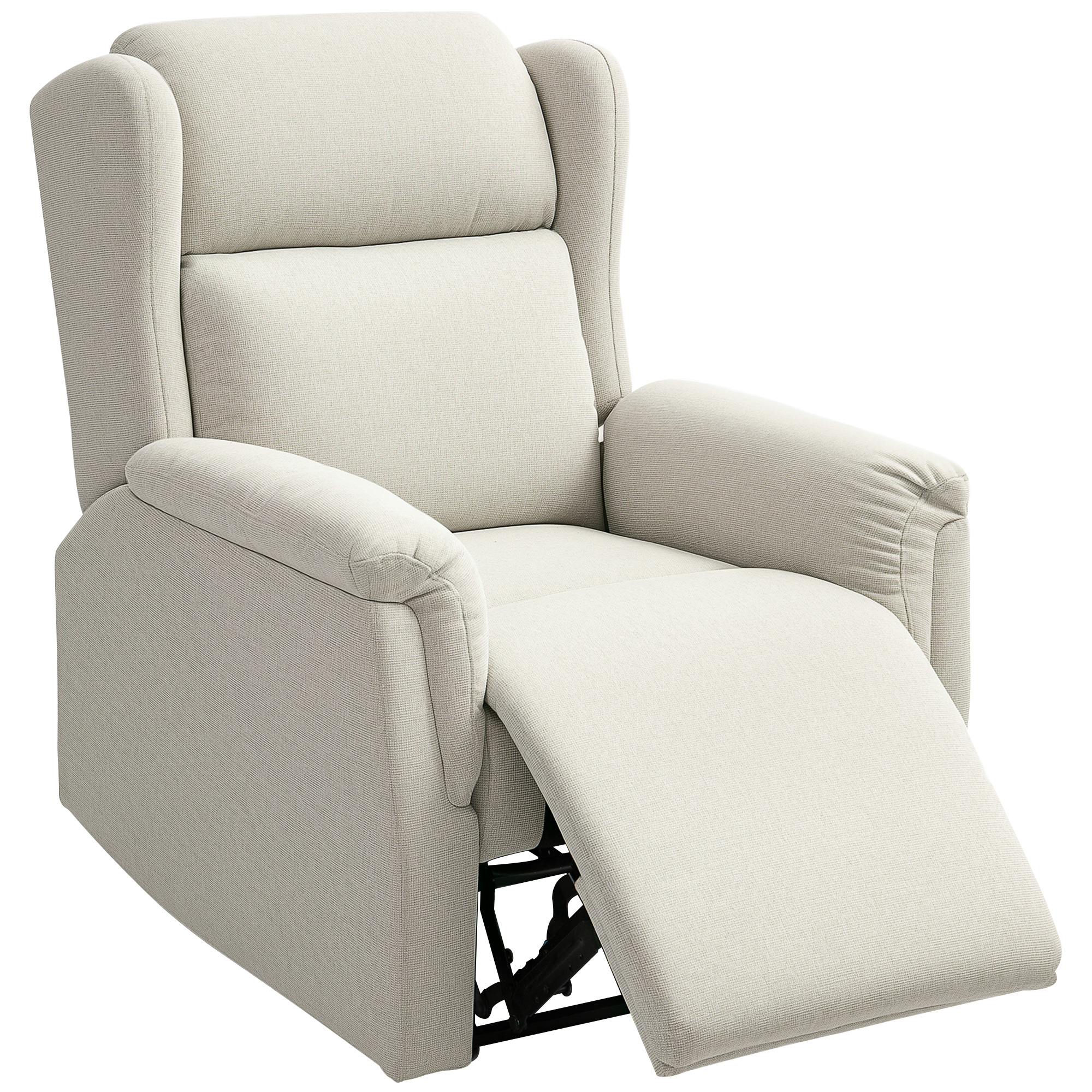 HOMCOM Relaxfauteuil, Verstelbare Gestoffeerde Fauteuil met Voetensteun, 160° Kantelbaar, Linnenlook, Snelle Montage, Beige