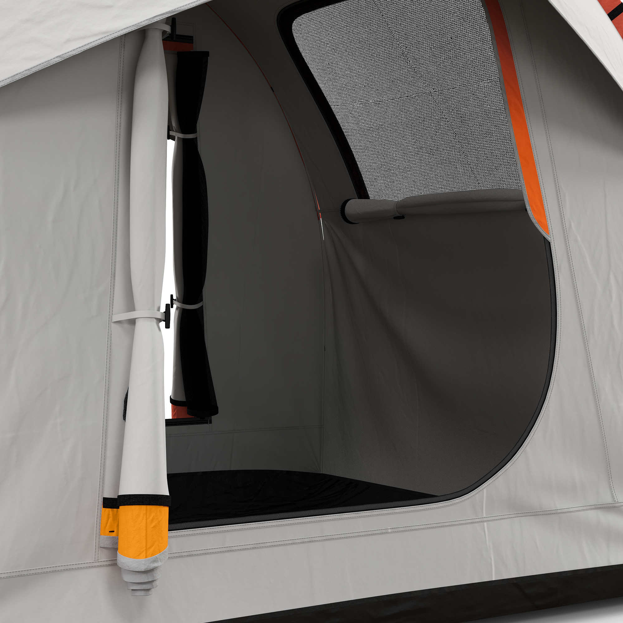 Outsunny Auto Tent Kampeertent, 3 deuren, weerbestendig, 239cm x 210cm x 210cm, Oranje + Grijs