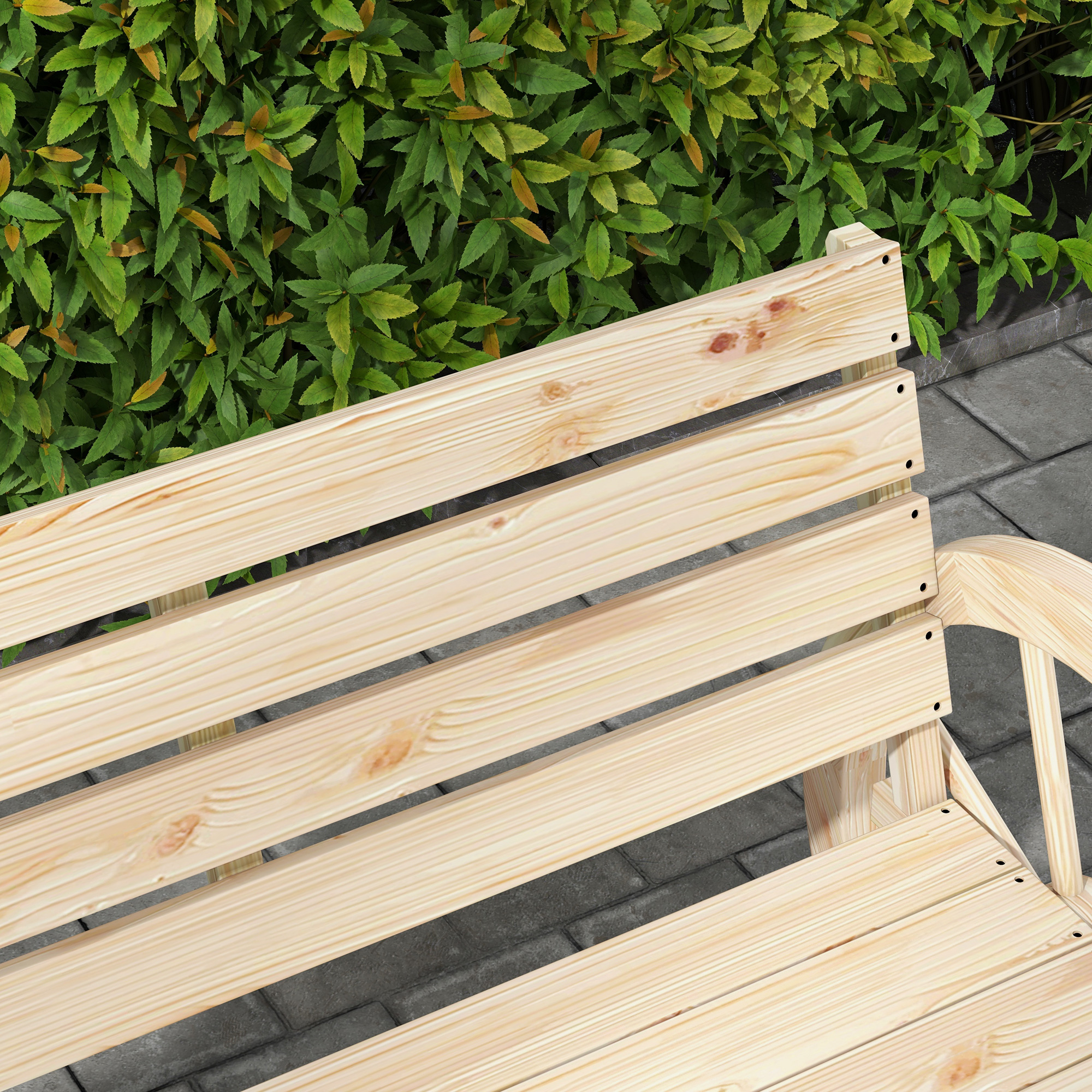 Outsunny Tuinbank, Wagenwiel-ontwerp, voor 2 personen, natuurlijk hout, donkerbruin, 105,5 x 56 x 79 cm, Natuurlijk