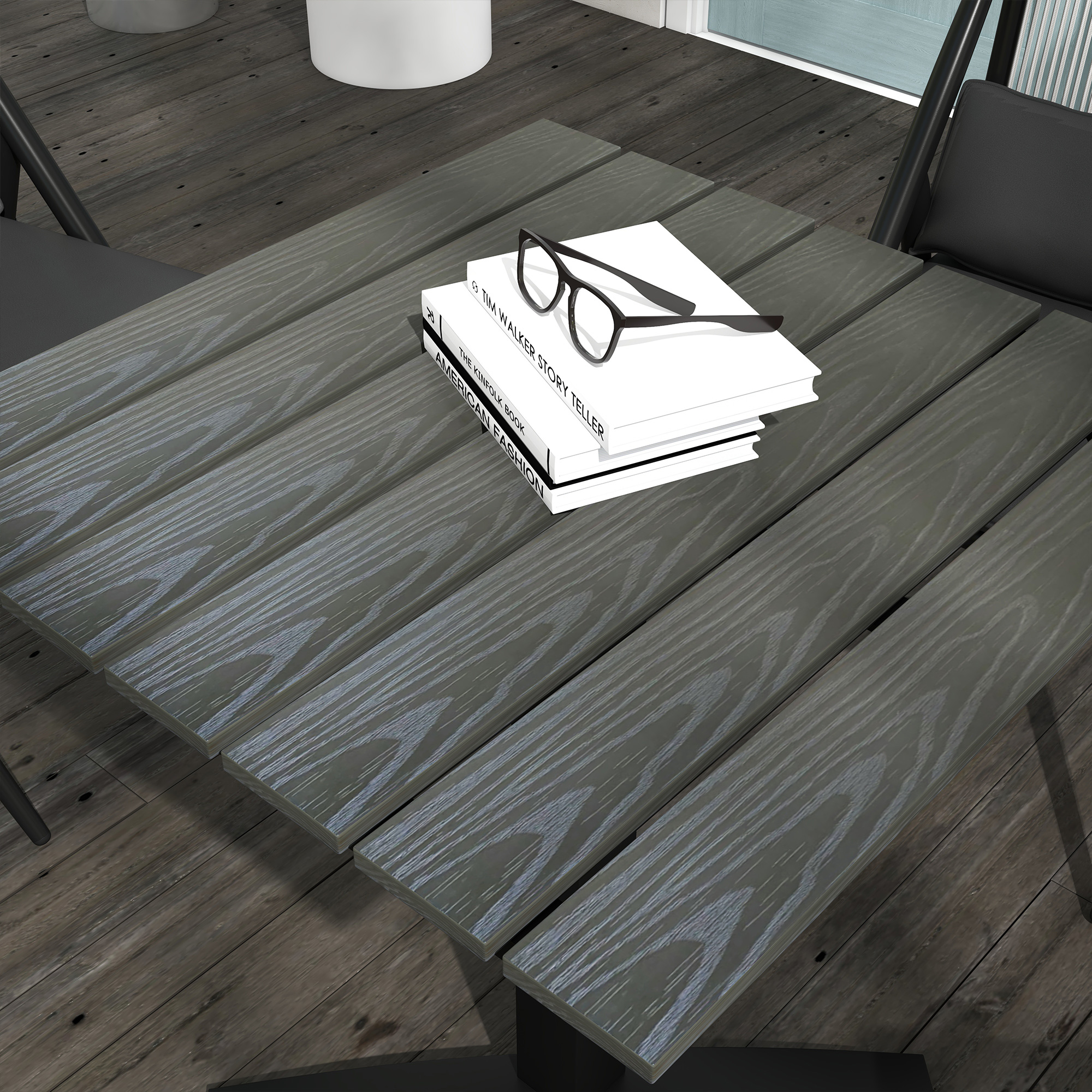 Outsunny Terrastafel, voor 4 personen, houtlook, aluminium frame, 70 x 70 x 76 cm, Grijs