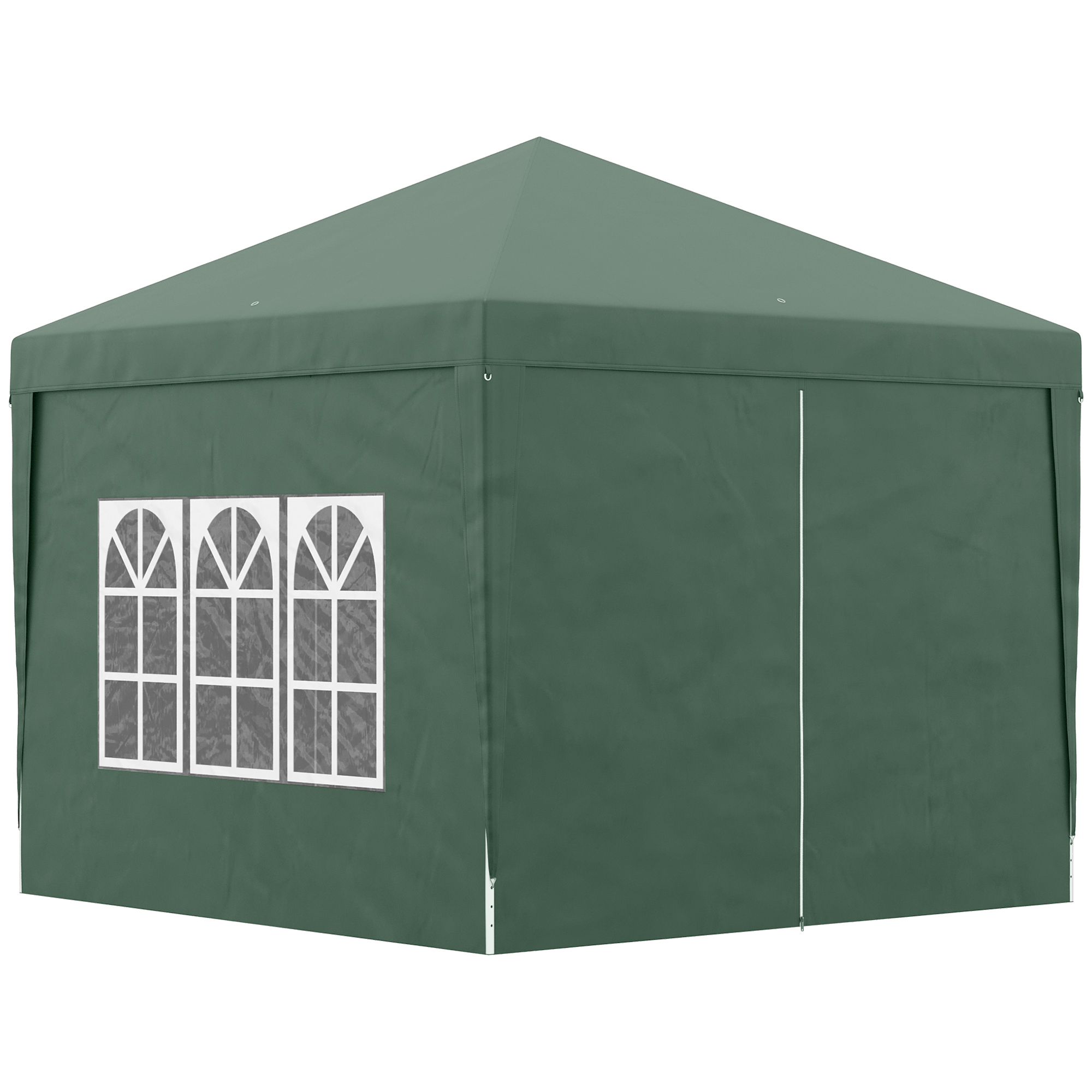 Outsunny Paviljoen, Biertent, 4 verwijderbare zijwanden, 2 ramen, Metalen frame, 2,95 x 2,95 m, Groen
