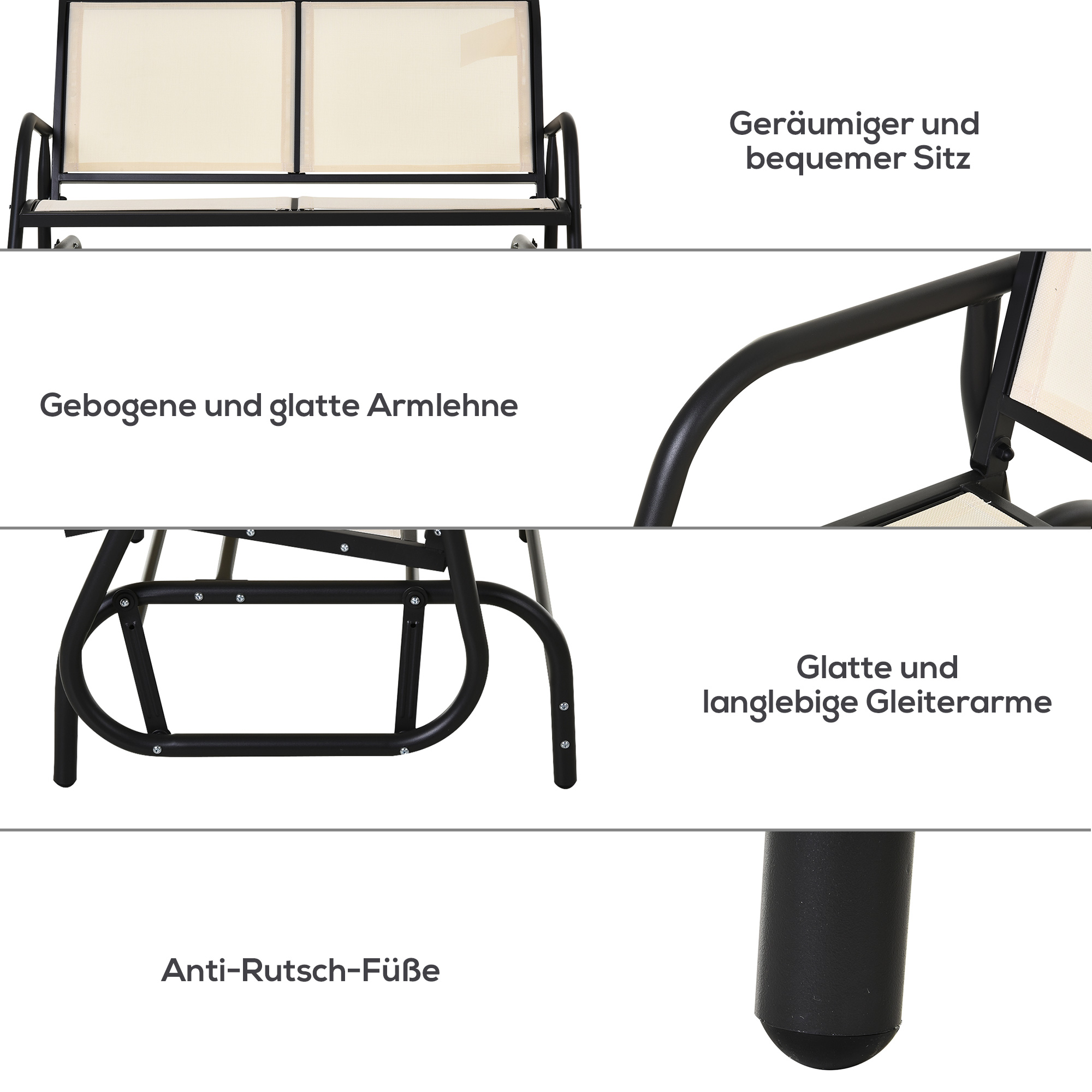 Outsunny schommelbank 120 cm x 70 cm x 88 cm