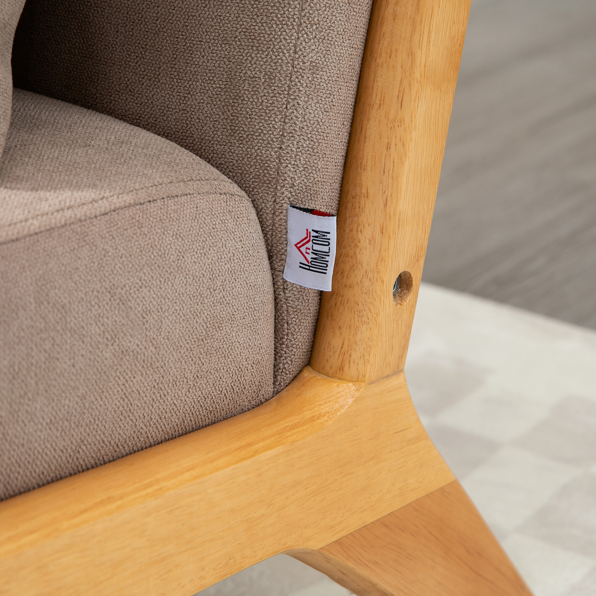 HOMCOM 2-zitsbank, kleine bank, retro-design, 2 kussens, rubberhout, bruin + naturel