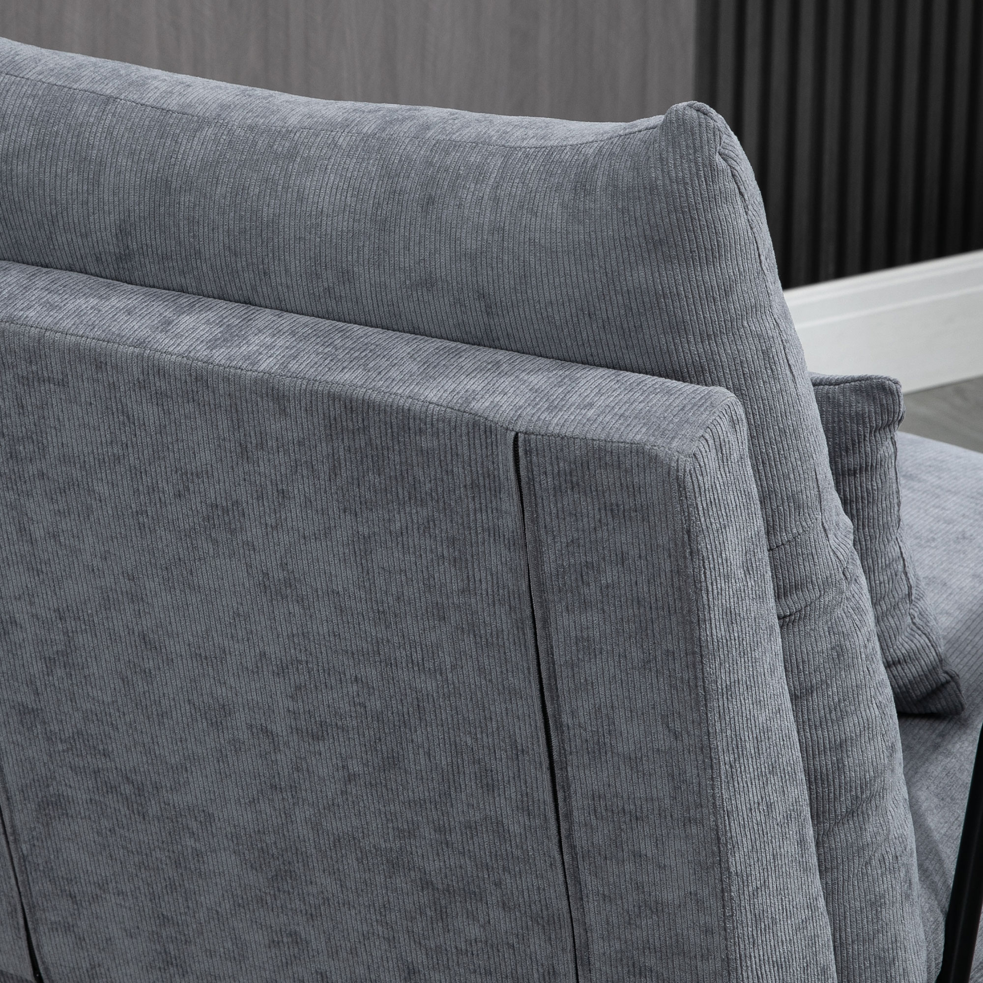 HOMCOM Relaxfauteuil met Ottoman Polsterstoel, Inclusief Kussen, 68 cm x 91,5 cm x 88 cm, Lichtgrijs