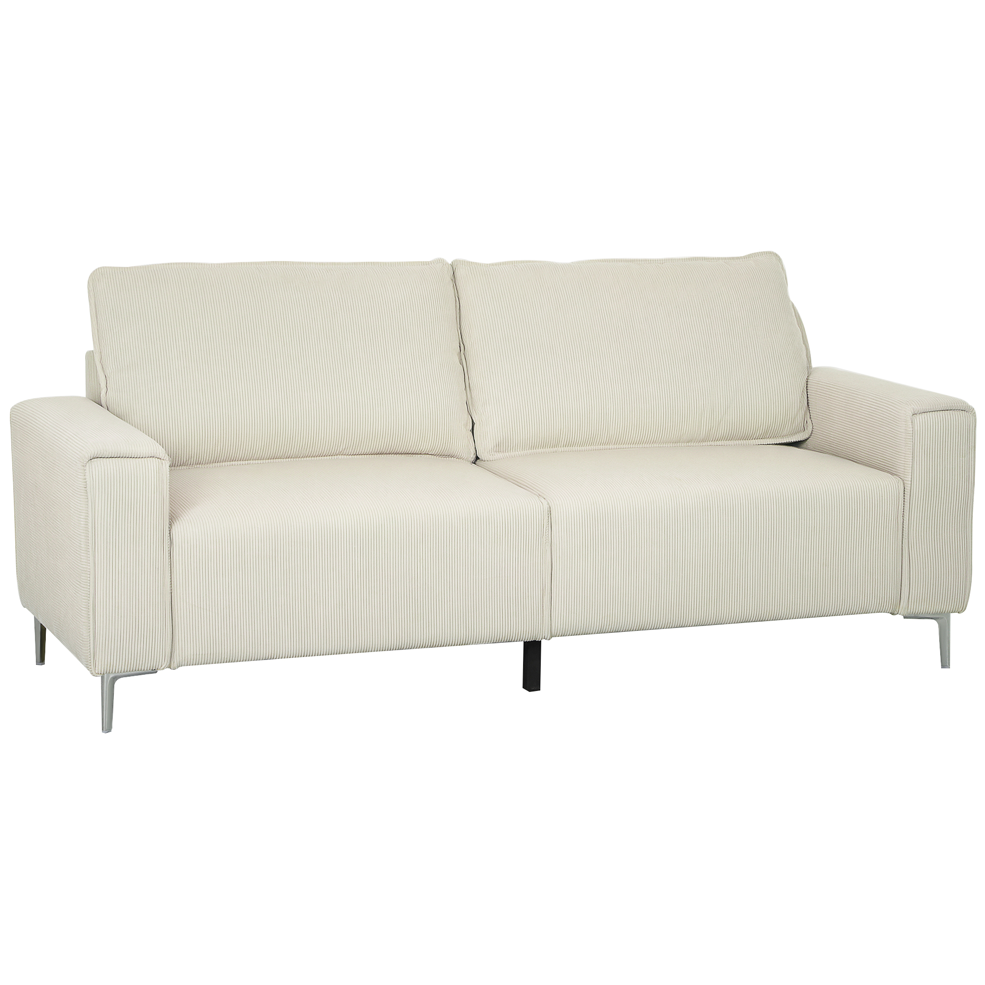 HOMCOM Modern 3-zits bank, Zachte bank met rugkussens, Gepolsterde sofa voor woonkamer, slaapkamer, thuiskantoor, Crèmewit