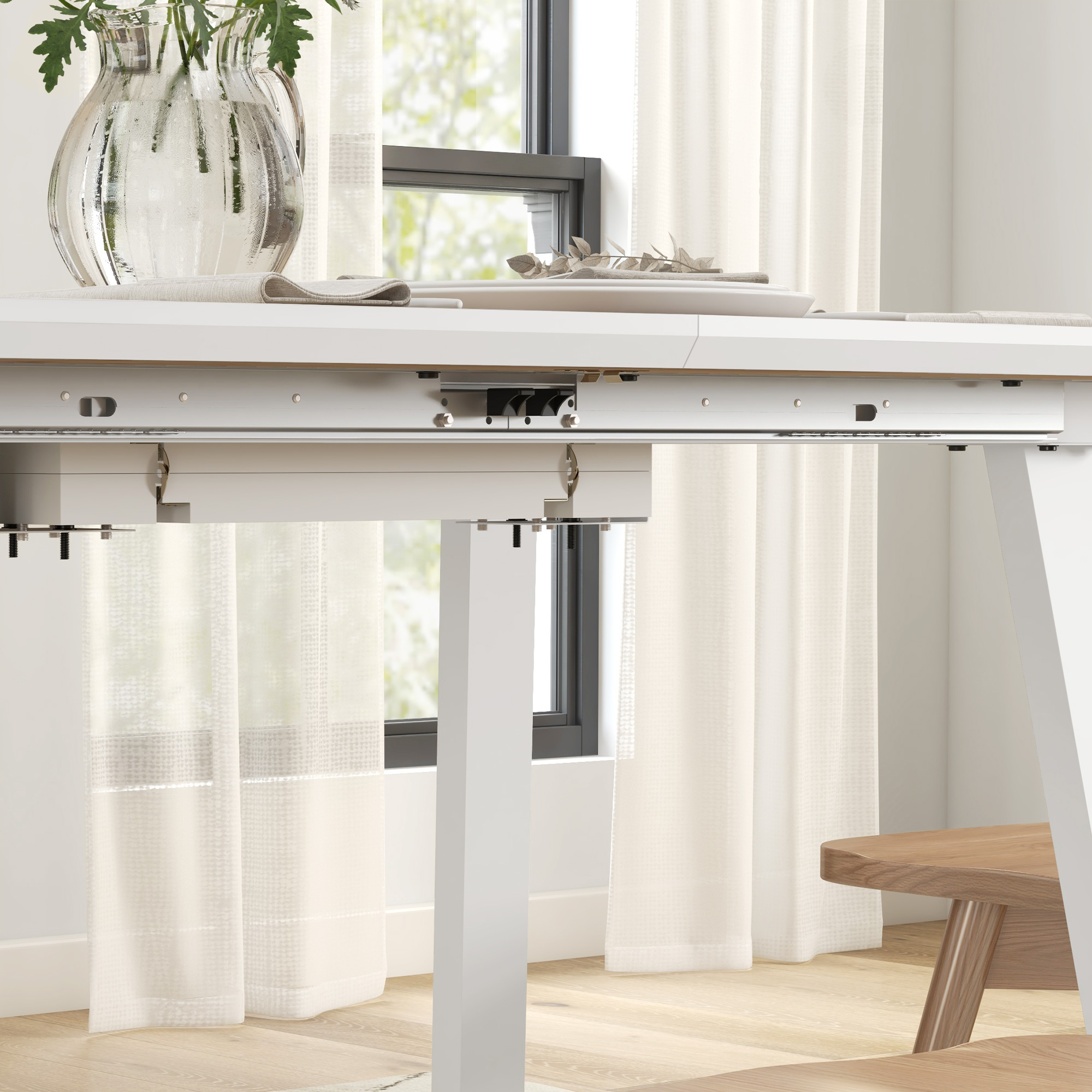 HOMCOM Inklapbare Eettafel, Uitschuifbaar, Industriële Stijl, MDF-Houtlook, Metaal, 120-160 x 80 x 76 cm, Eik
