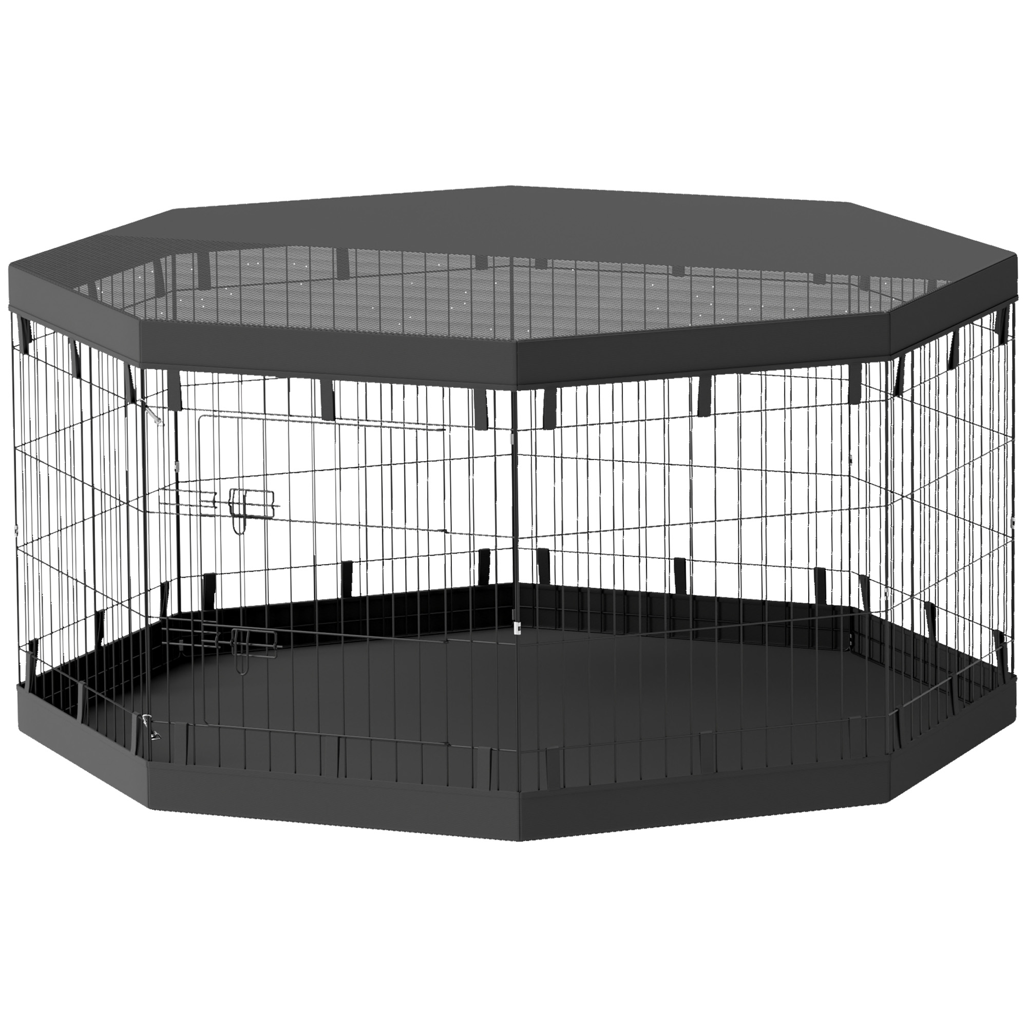 PawHut Puppyren, 76 cm Hoog/ong. 2,5 m², 8 Panelen, Bodemzeil, Combo-Dakzeil
