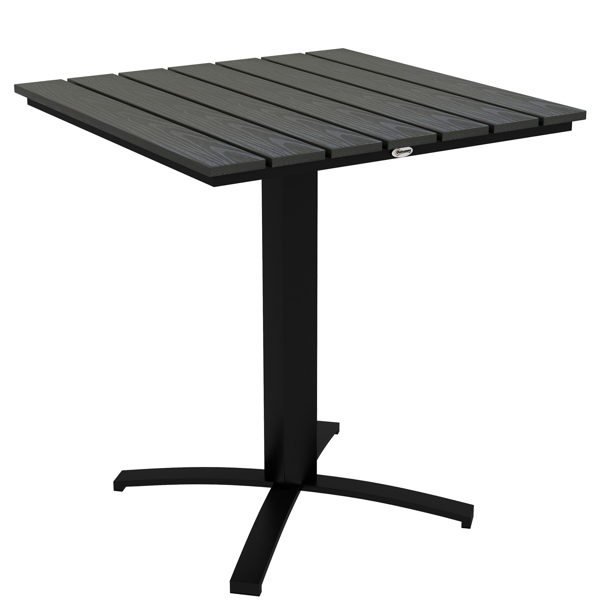 Outsunny Terrastafel, voor 4 personen, houtlook, aluminium frame, 70 x 70 x 76 cm, Grijs
