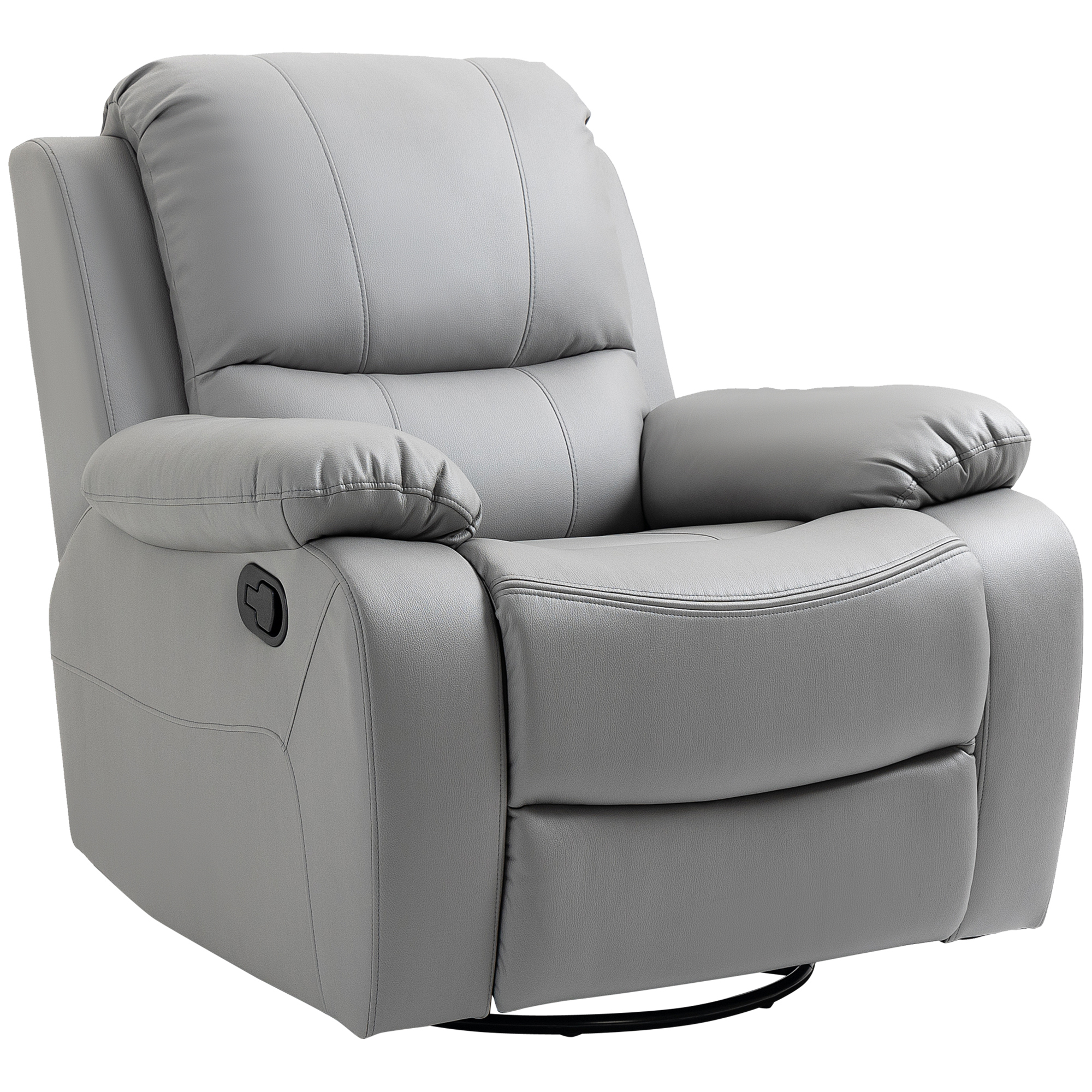 HOMCOM relaxfauteuil, verstelbare rugleuning, draaibaar, tuimelfunctie, met voetsteun, staal, grijs, 93 x 100 x 98 Hcm