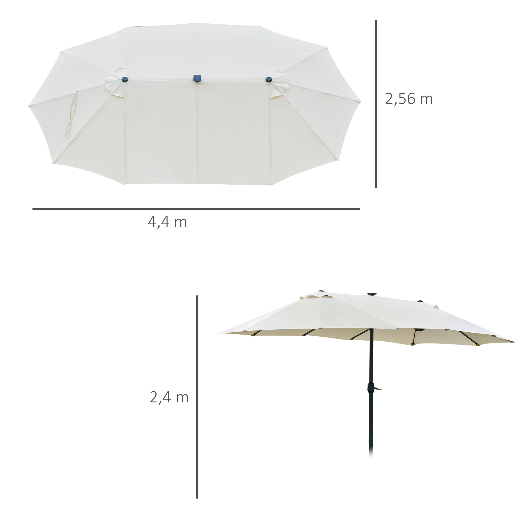 Outsunny parasol ovaal crème wit 440 x 260 cm