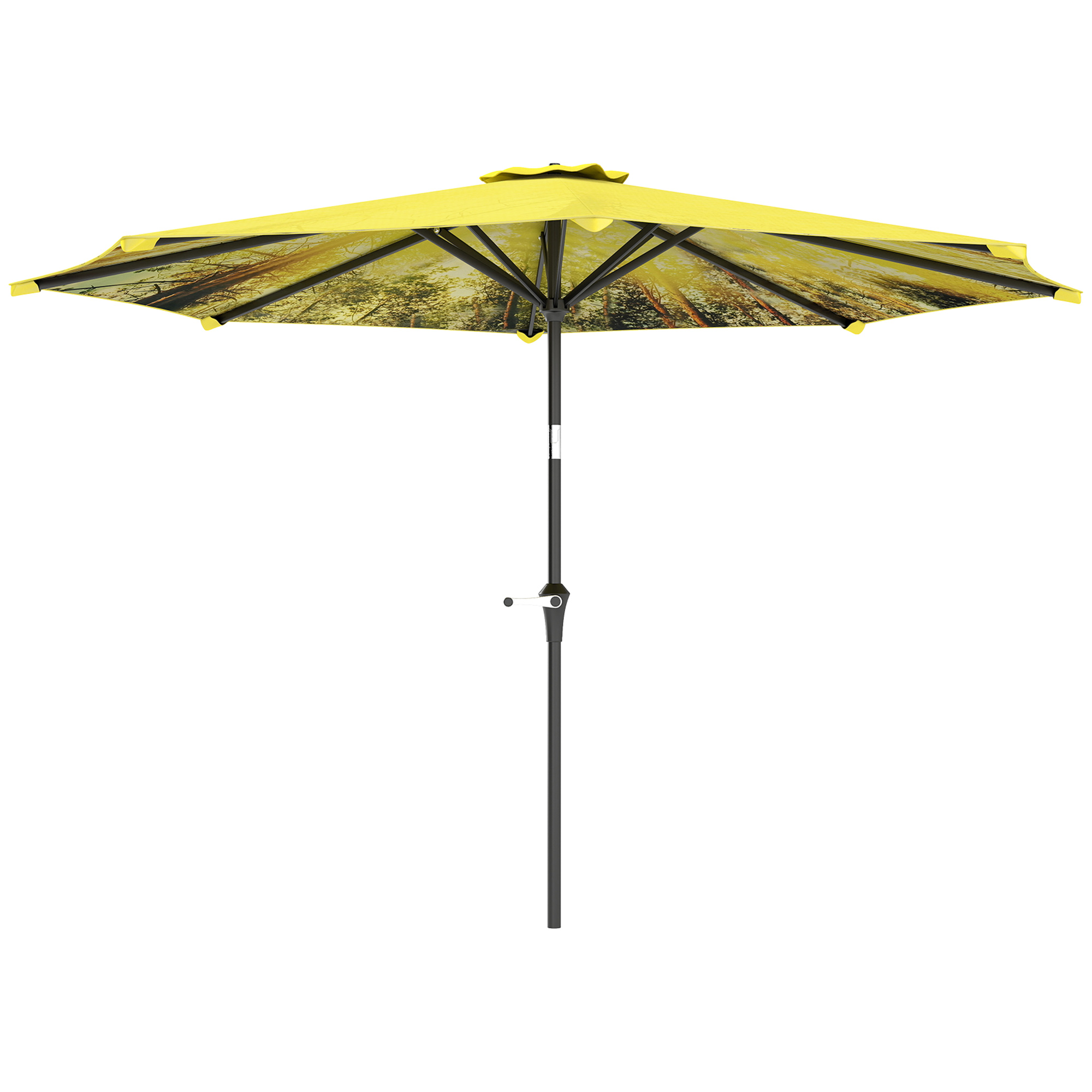 Outsunny Parasol Ø300 cm met Handmolen, Achthoekig, Geel