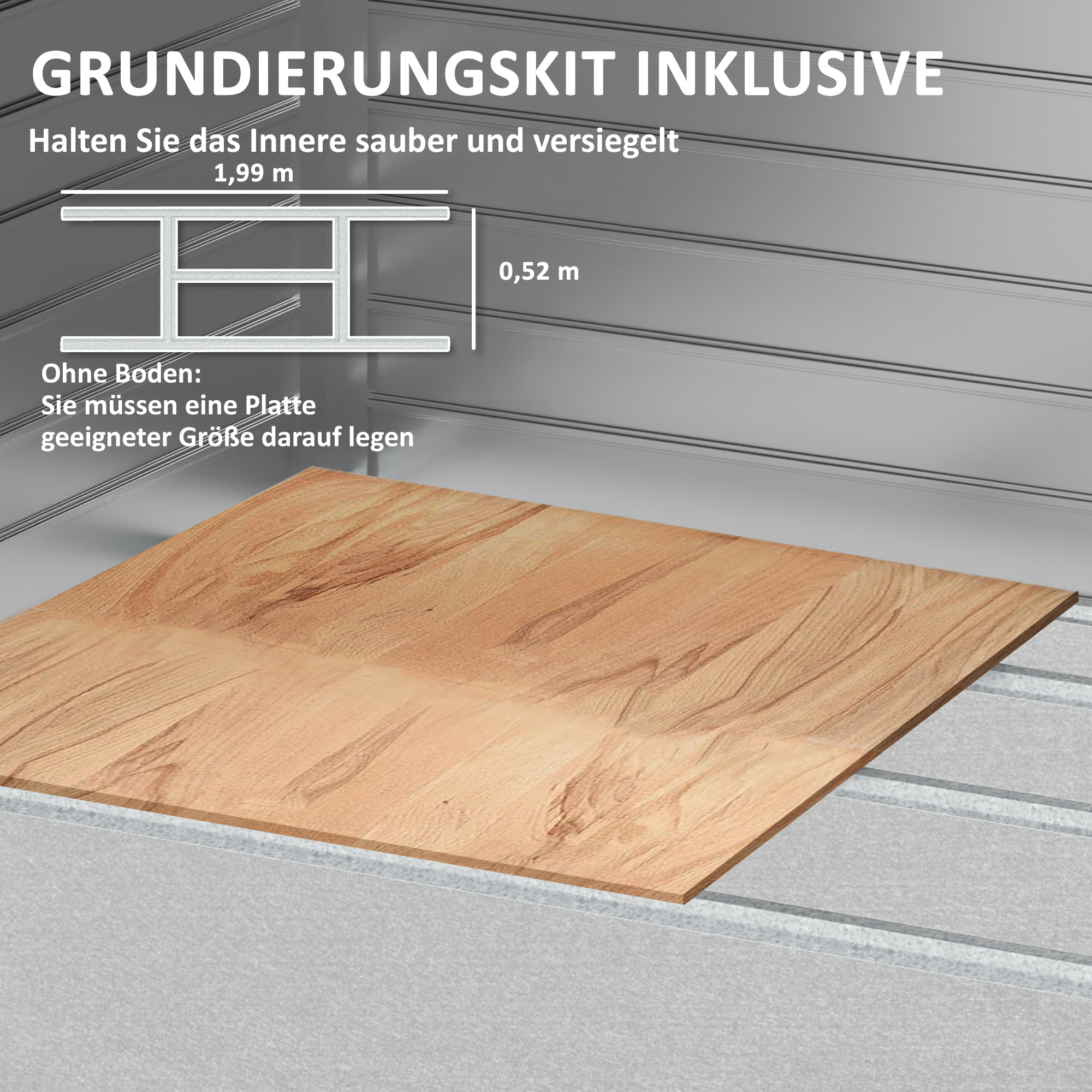 Outsunny 2,1 x 1,3 m Tuinschuur, Gereedschapsschuur van Staal, Afsluitbare Deuren, 4 Ventilatieopeningen, Grijs