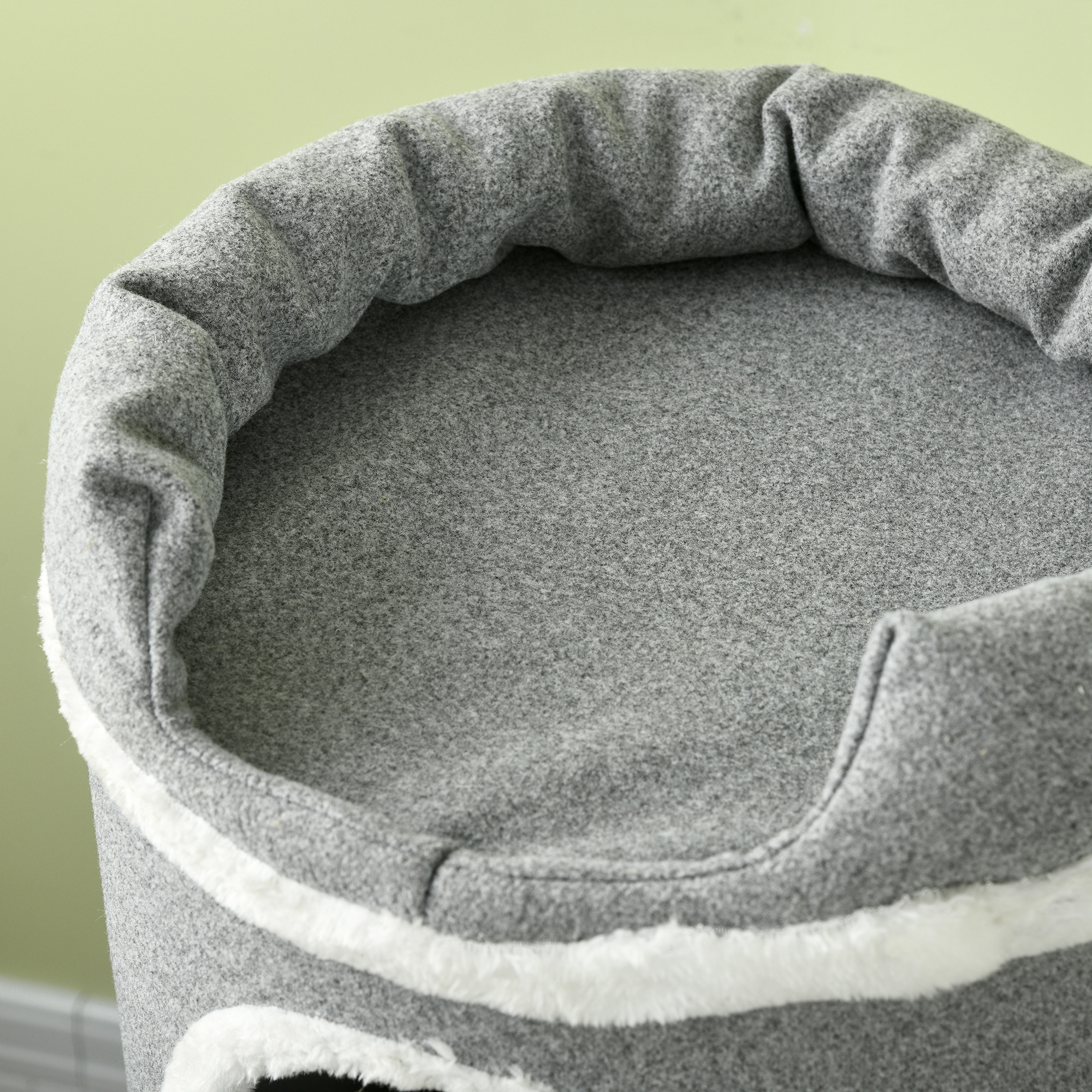 PawHut Kattenkrabpaal Krabton, 2 Kattenholen, 4 Ligplekken, 4 Krabpalen, 57 x 57 x 99 cm, Grijs + Wit