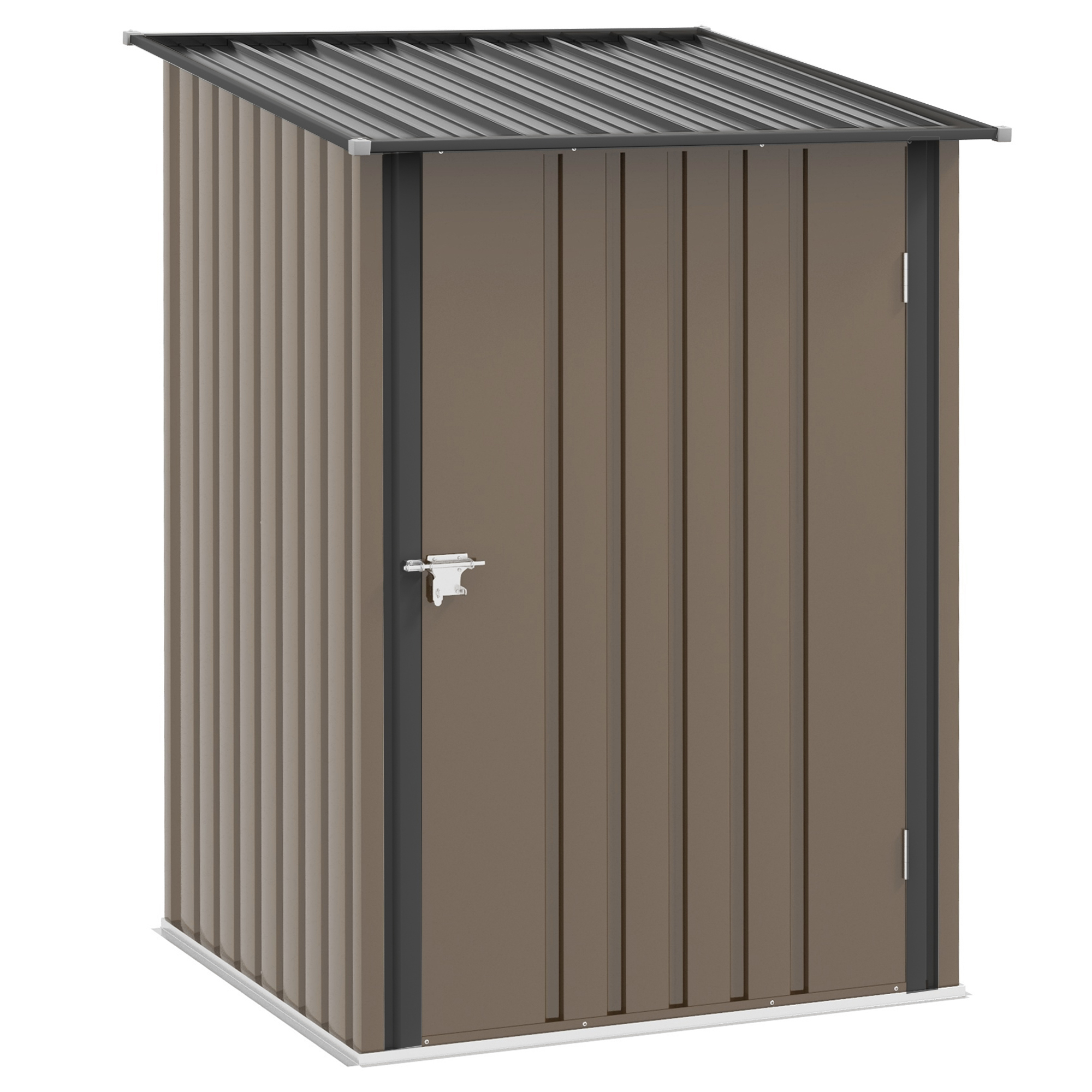 Outsunny tuinhuis van metaal 0.92 m², metalen tuinhuisje voor balkon en terras, bruin