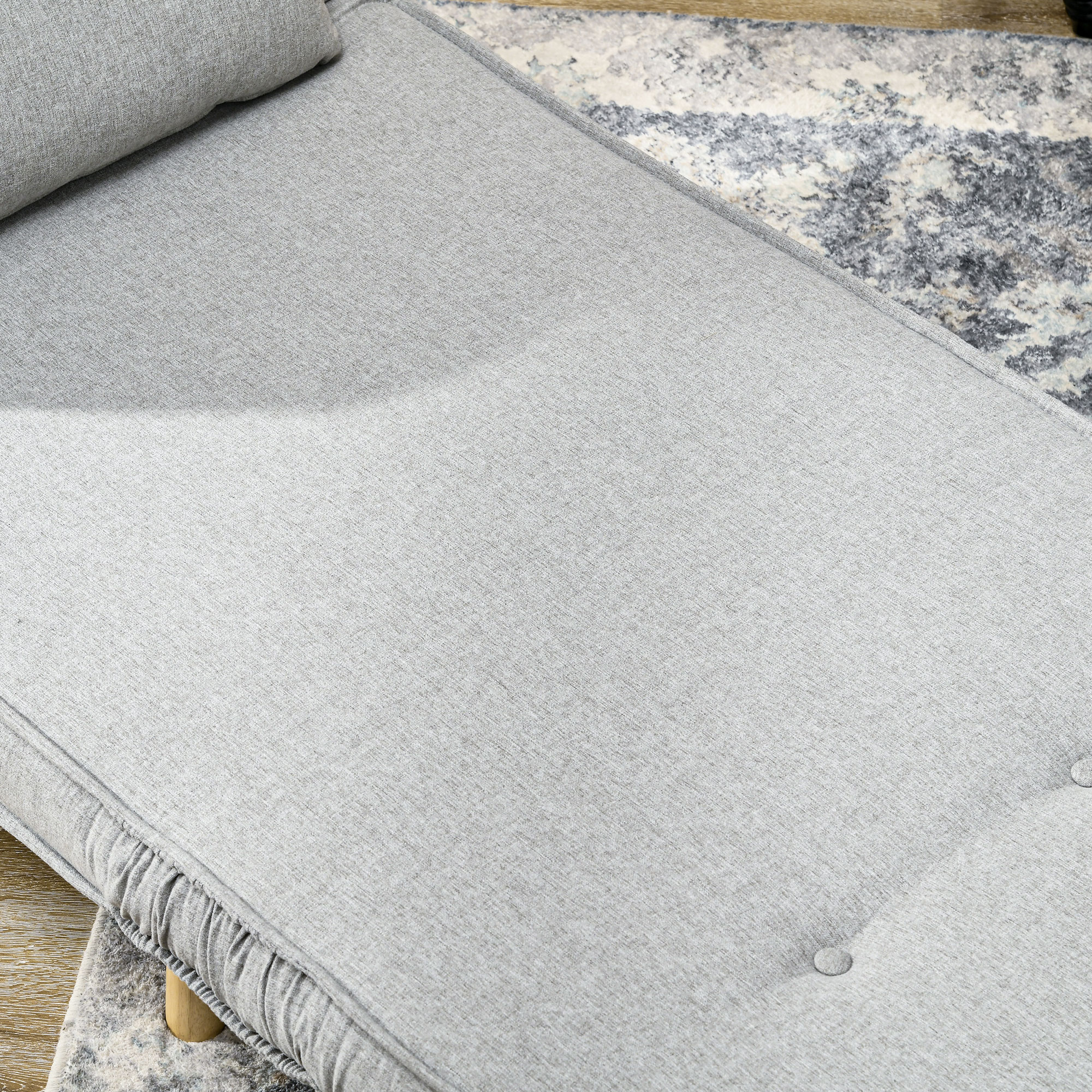 HOMCOM Slaapfauteuil, 6-traps verstelbare leuning, Linnenlook, tot 150 kg, Lichtgrijs