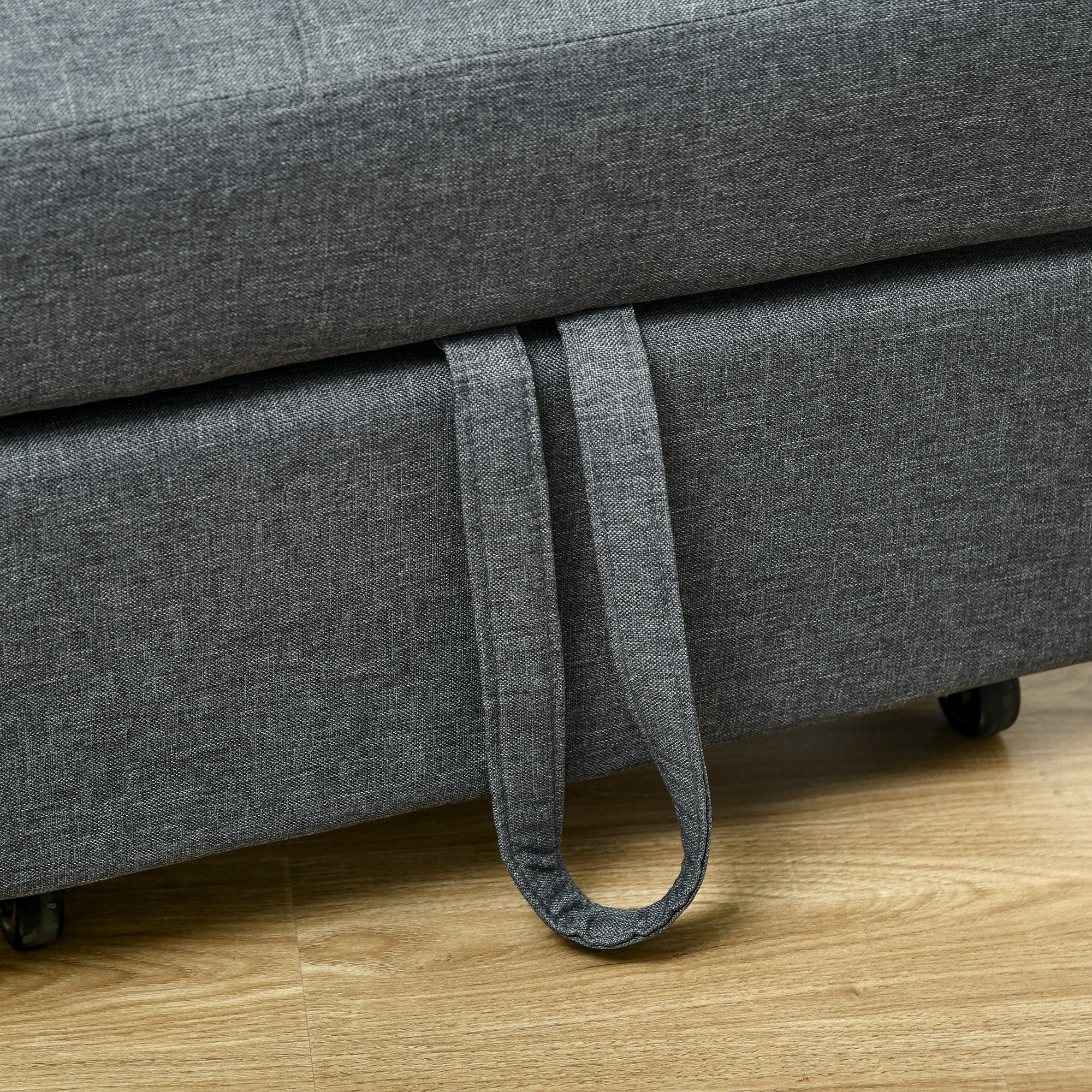 HOMCOM Ligstoel Slaapstoel 3-in-1 Stoel, linnenlook, inclusief kussen, 65,5 cm x 104 cm x 81 cm, Donkergrijs