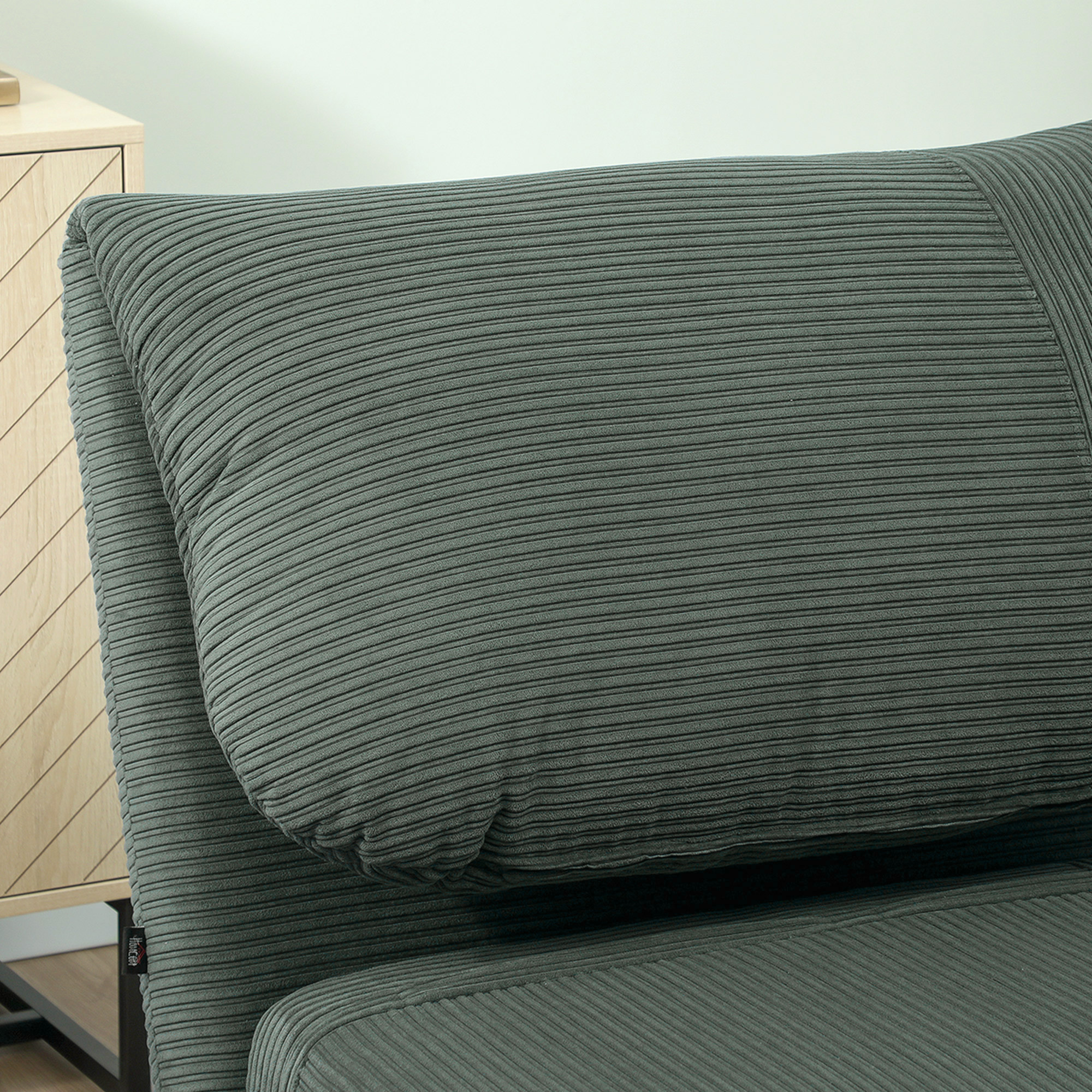 HOMCOM 2-in-1 Slaapfauteuil en Gastenbed, Verstelbare Hoofdsteun Ribfluweel 82 cm x 89 cm x 83 cm Groen