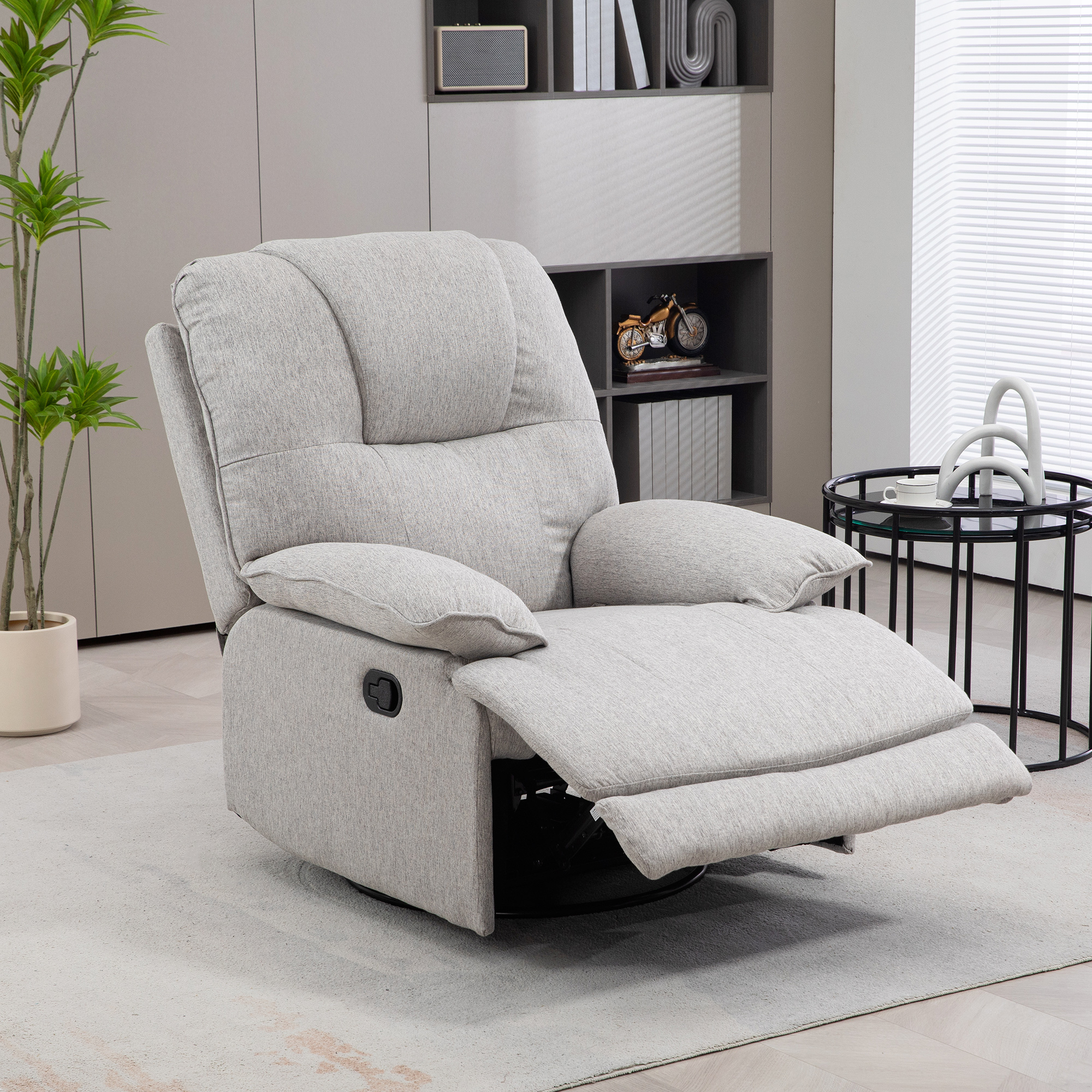 HOMCOM Comfortabele Relaxstoel, Kantelbaar, 89x101x105 cm, Grijs