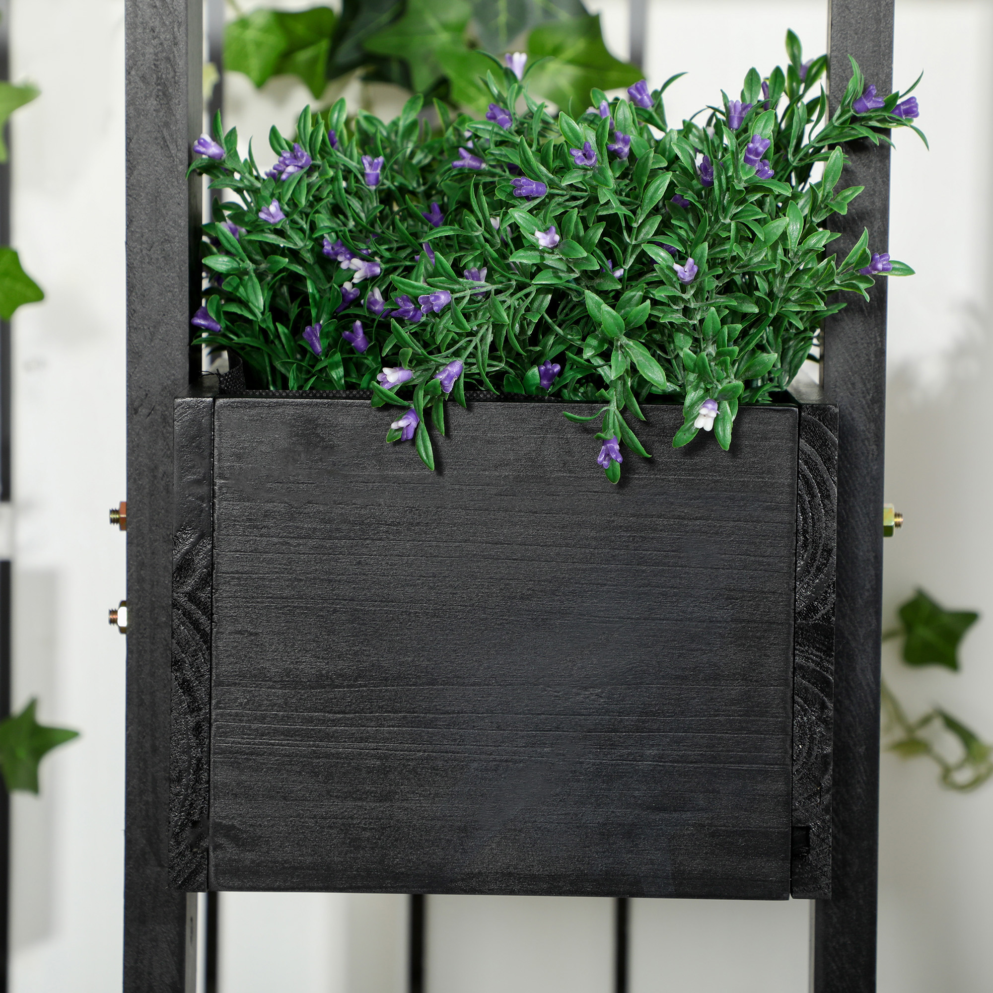 Outsunny bloembak, verhoogd bed, plantenbak met latwerk muur groentebed hout