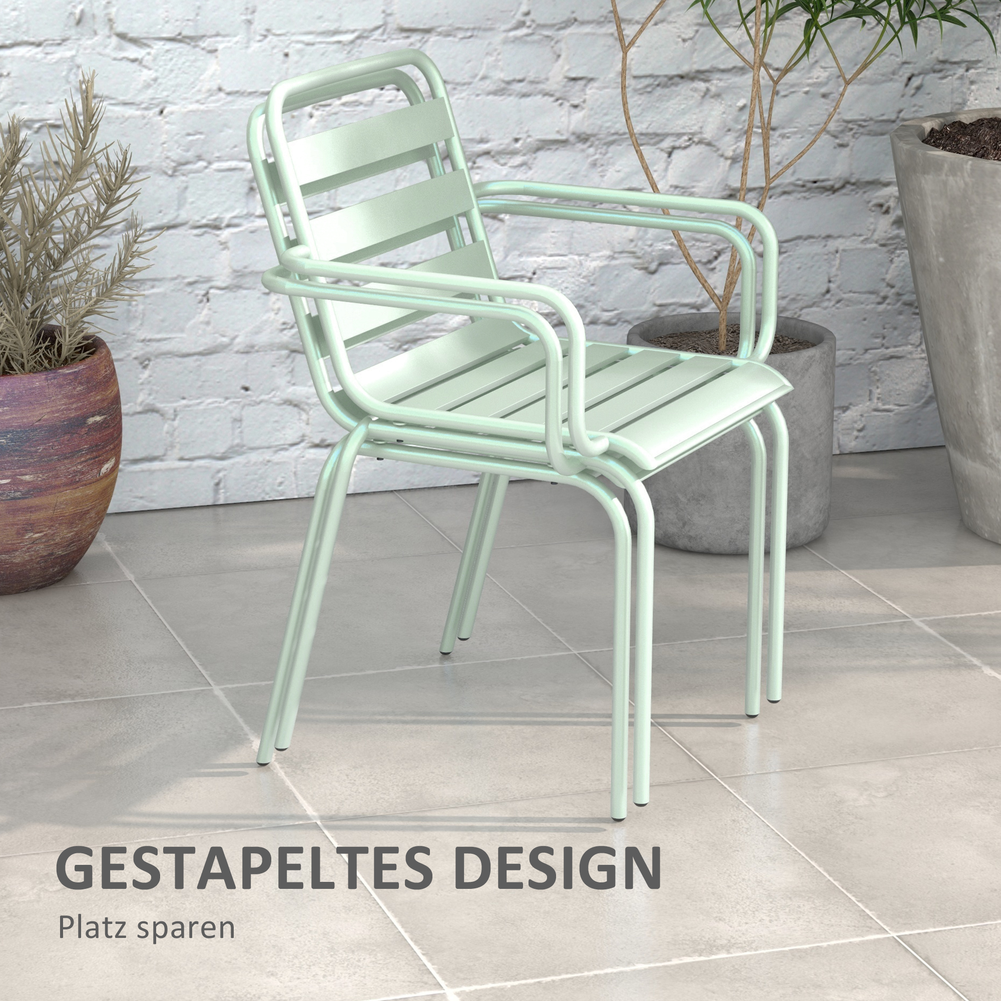 Outsunny 3-delig Bistro-Set Balkonbistro-Set 2-persoons Bistroset, inklapbaar, modern design, 51 x 58 x 78 cm, Groen