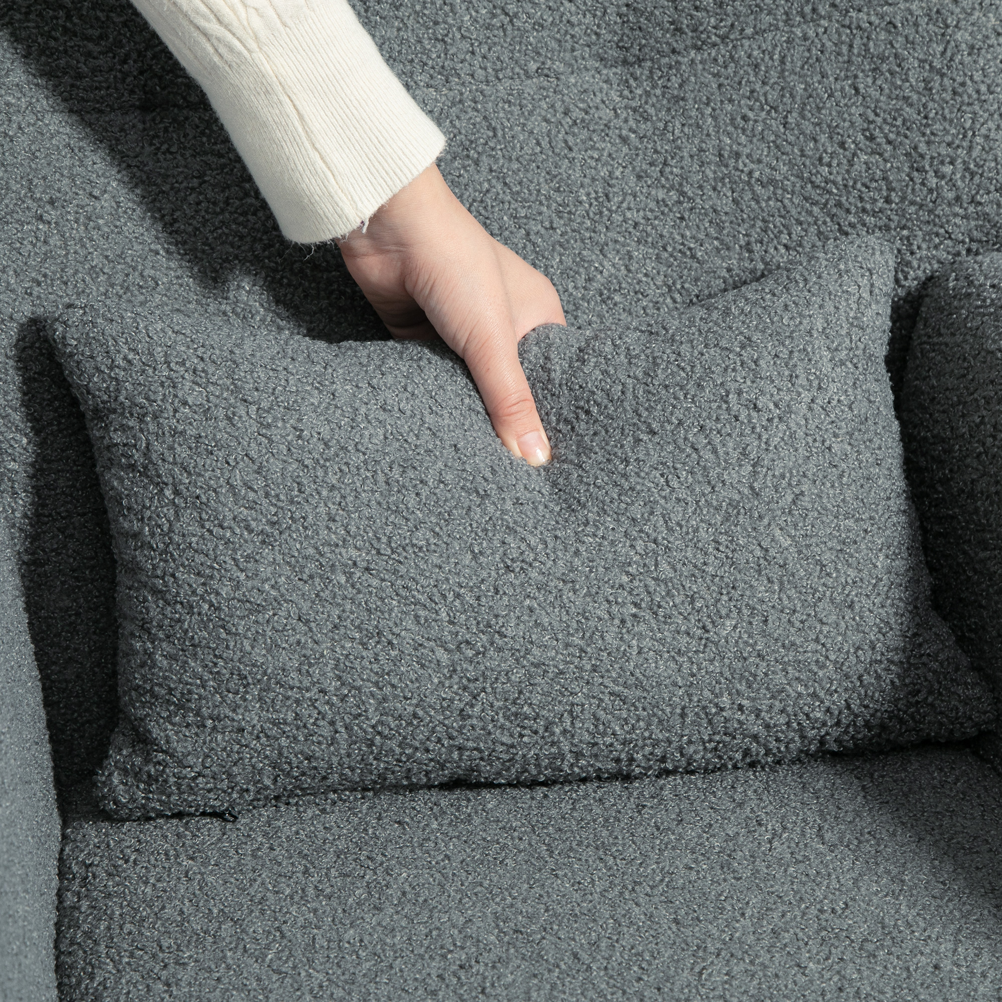 HOMCOM Schommelstoel, Pluizige Bekleding, Lendekussen, Antislip, Tot 120 kg, Grijs