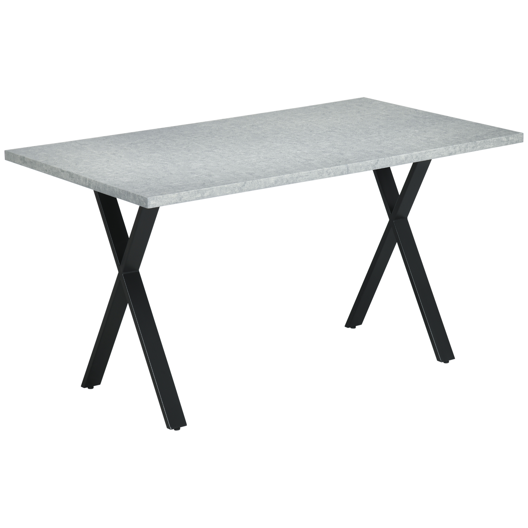 HOMCOM Eettafel, keukentafel, tafelblad met steeneffect, stalen poten, 140 x 80 x 76 cm