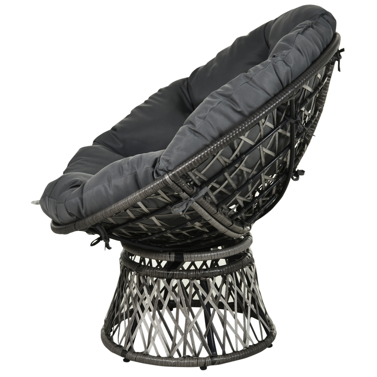 Outsunny Papasan fauteuil met bekleding rieten fauteuil 360 graden rotan grijs