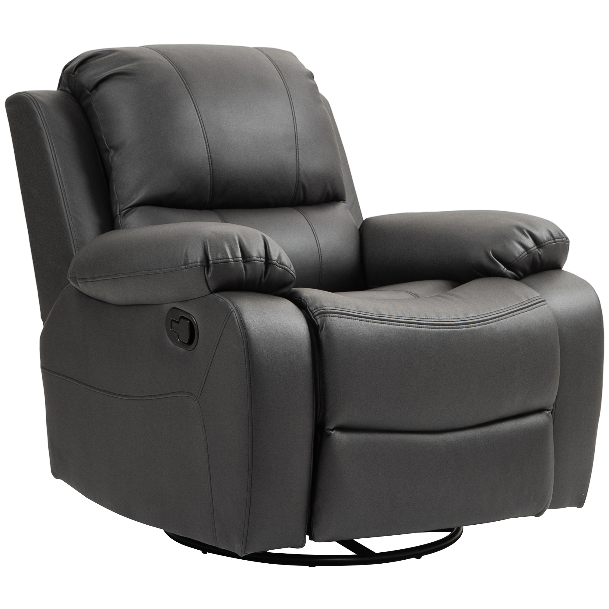 HOMCOM Relaxstoel, Verstelbare Leuning & Voetsteun, Draaibaar, tot 150 kg, Stalen Frame, 93x100x98cm, Zwart