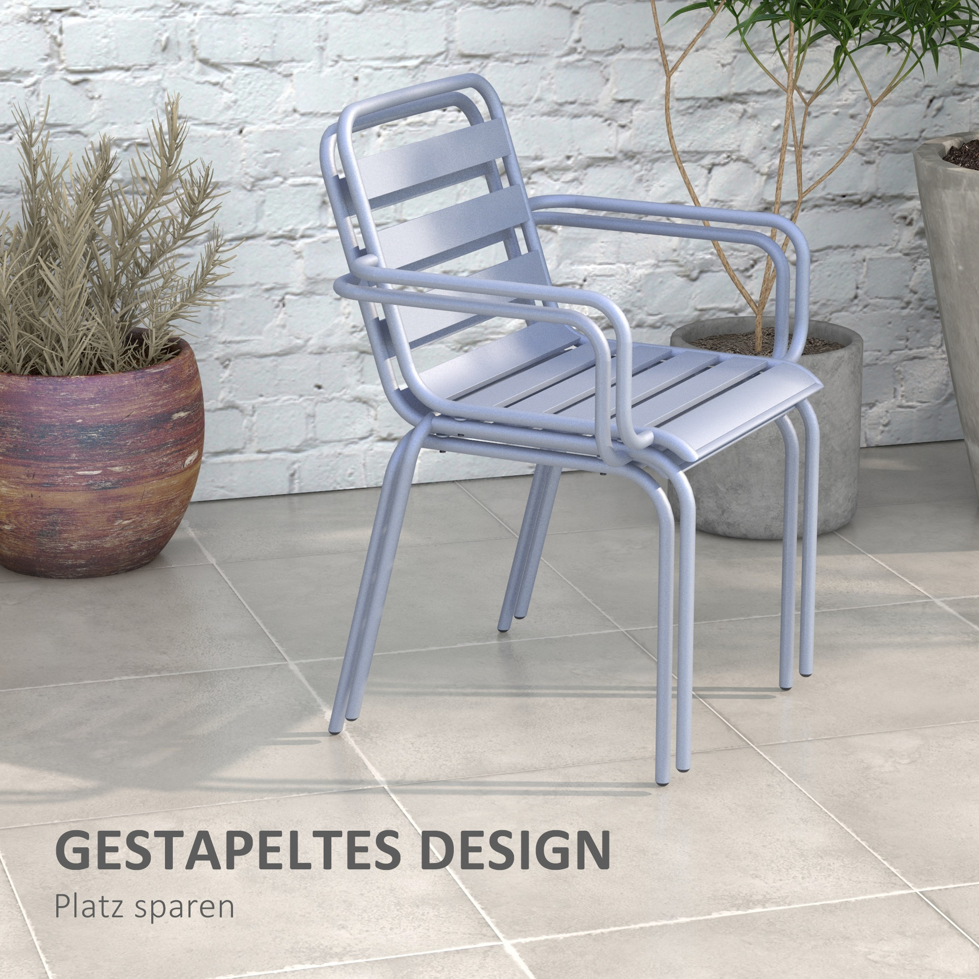 Outsunny 3-delige Bistroset Balkonbistroset 2-delige Bistroset, opklapbaar, modern design, 51 x 58 x 78 cm, Lichtgrijs