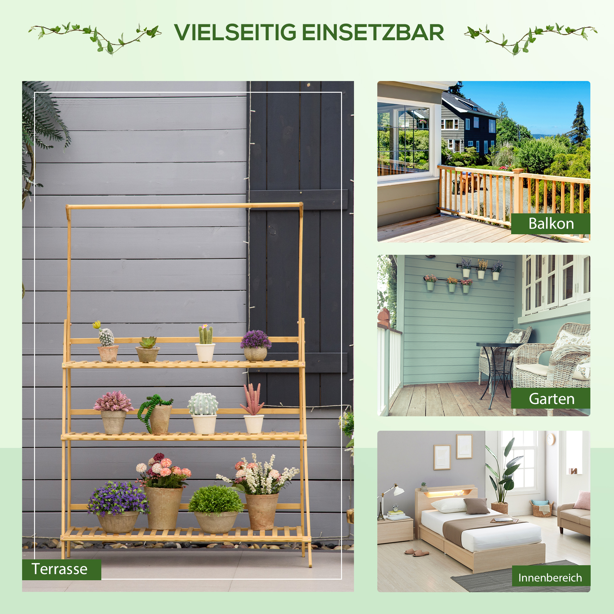 Outsunny houten bloementrap