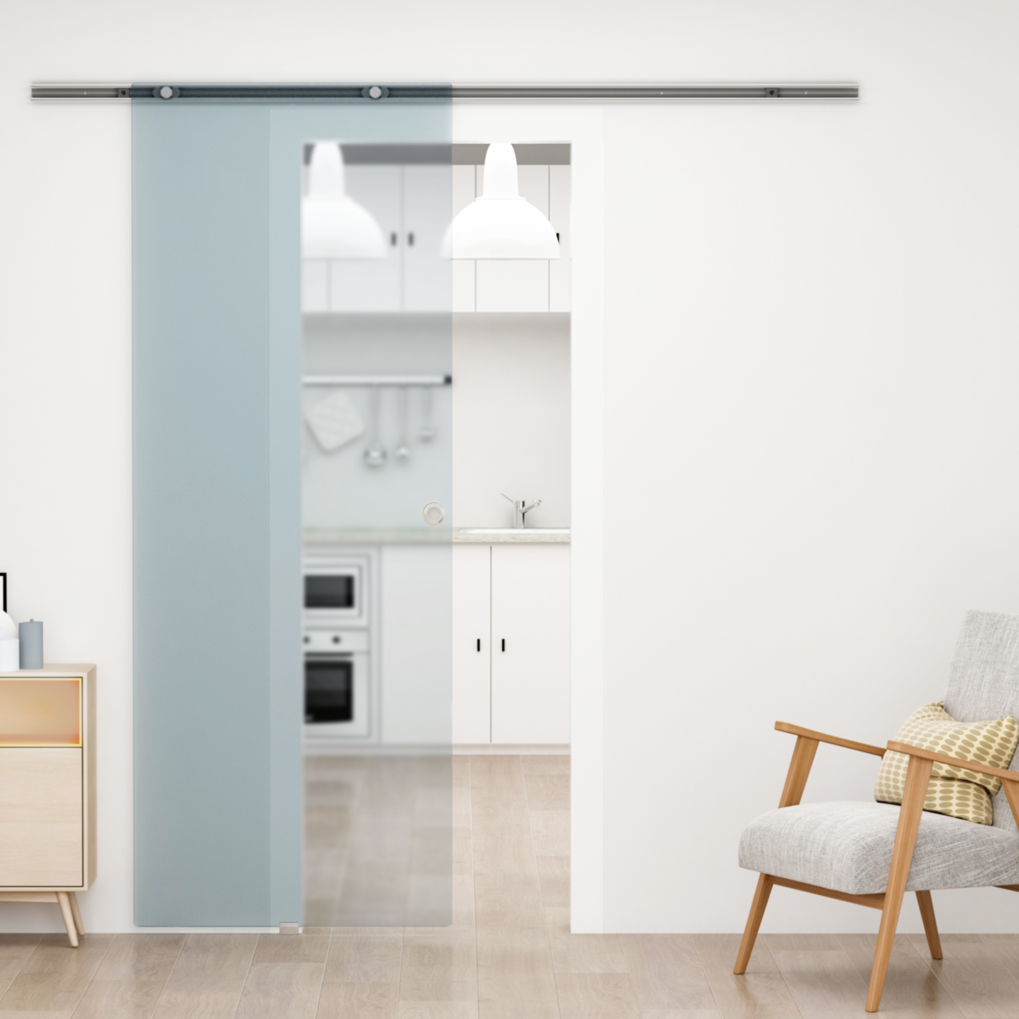 HOMCOM glazen schuifdeur schuifdeur glazen deur kantoor met zonder stroken 775/900/1025 x 2050 mm
