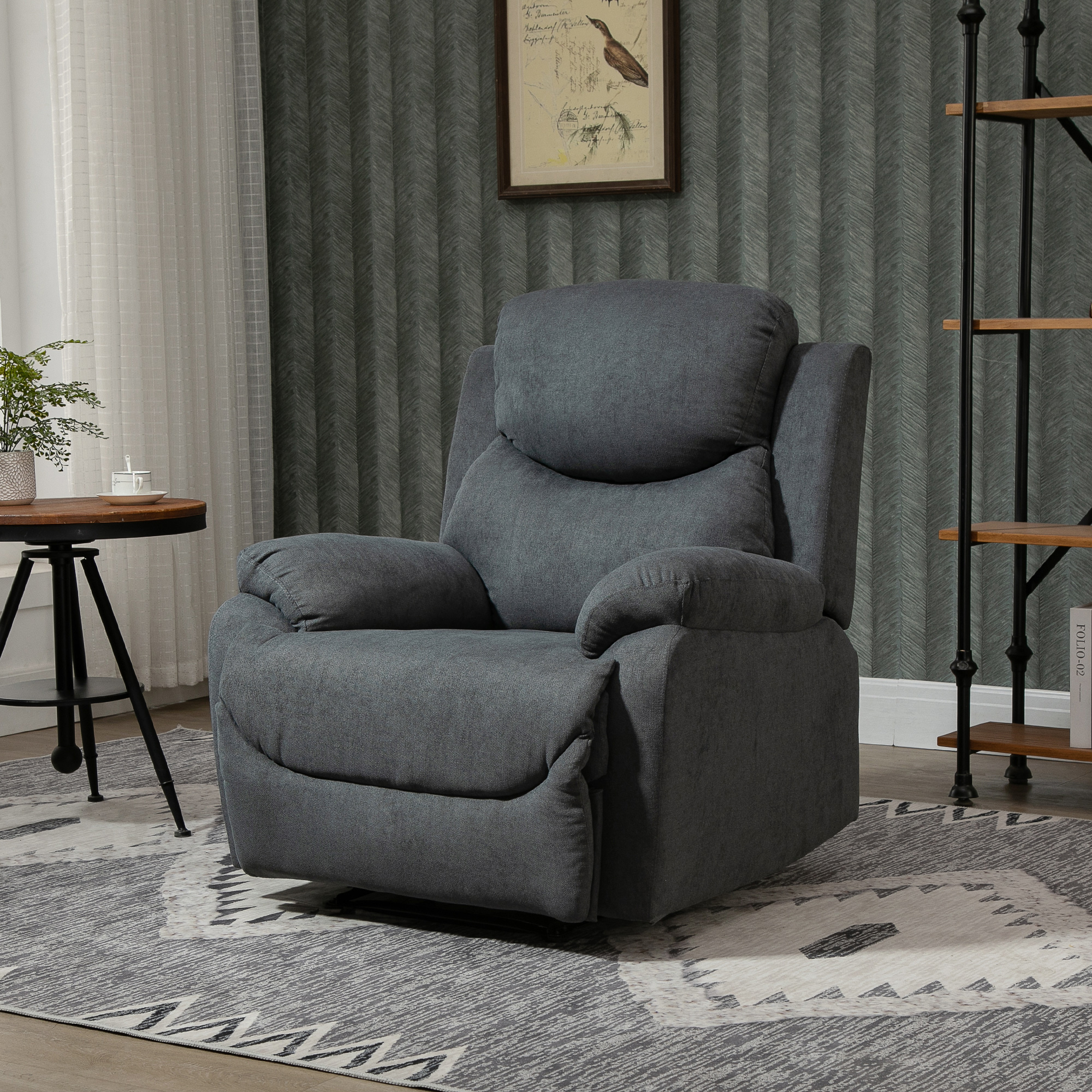 HOMCOM Relaxstoel, ligstoel, 150° kantelbaar, Donkergrijs