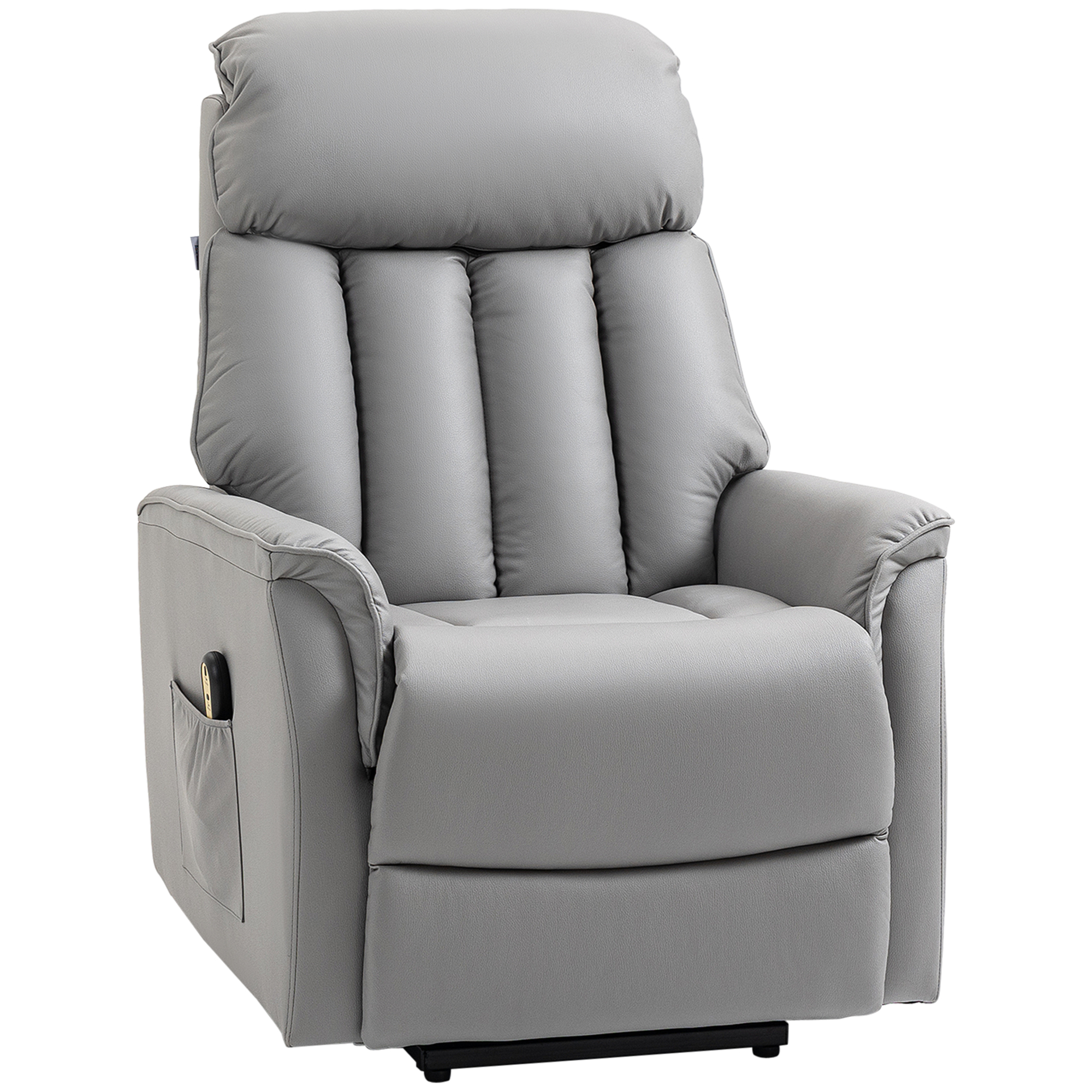 HOMCOM Opstaande stoel Relaxstoel TV-stoel, inclusief kabelafstandsbediening, 1 zijvak, 80 x 94 x 104 cm, Grijs