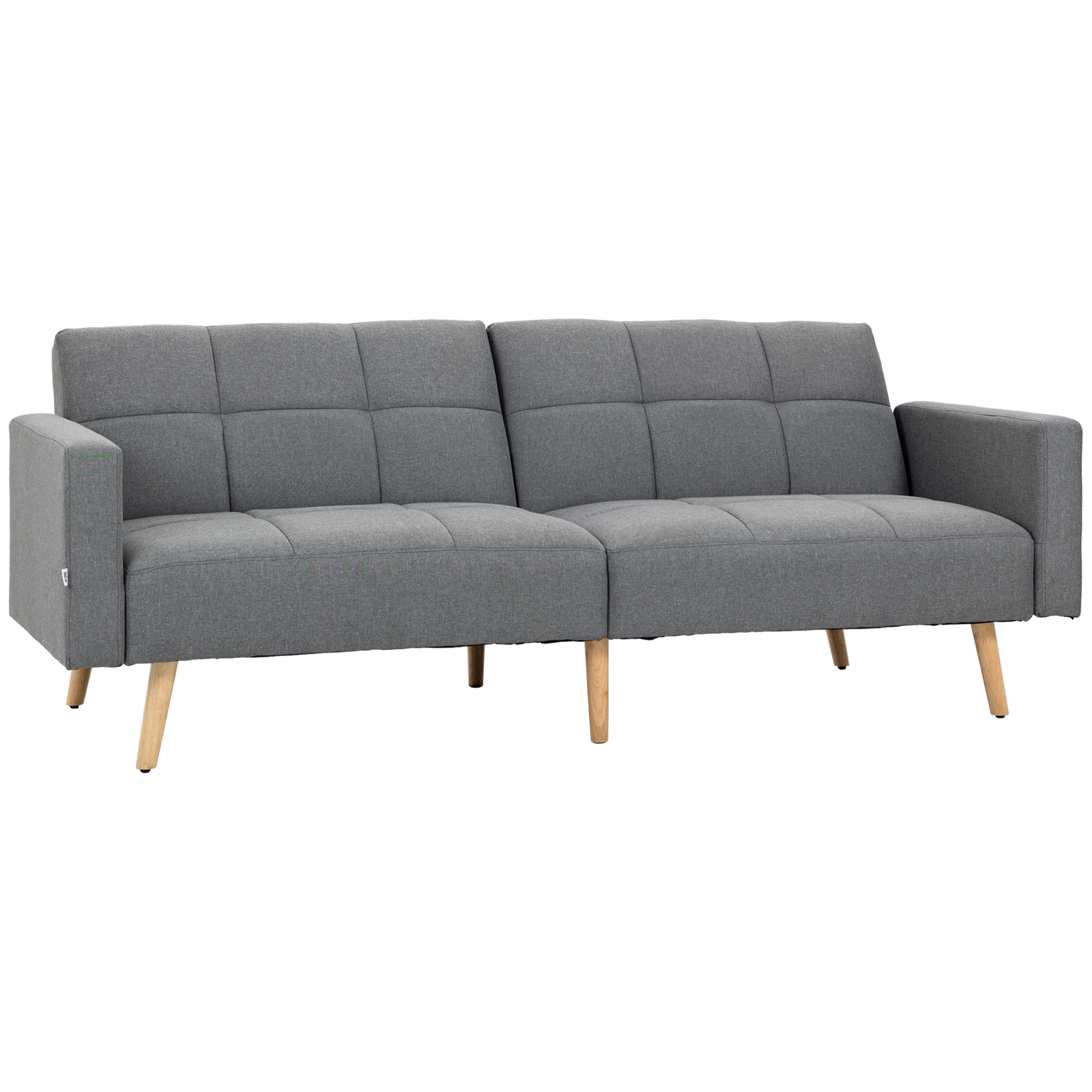 HOMCOM 2-in-1 Slaapbank 205 x 88 cm Bank met Slaapfunctie, Zitkussen, Linnen Look Grijs