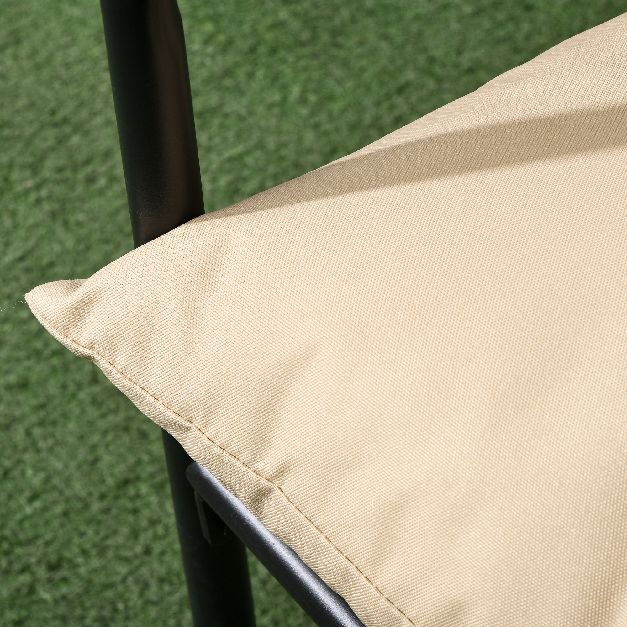 Outsunny Tuinset, 3-delig, 2 stoelen, tafel met glazen blad, zitkussen, metalen frame, beige