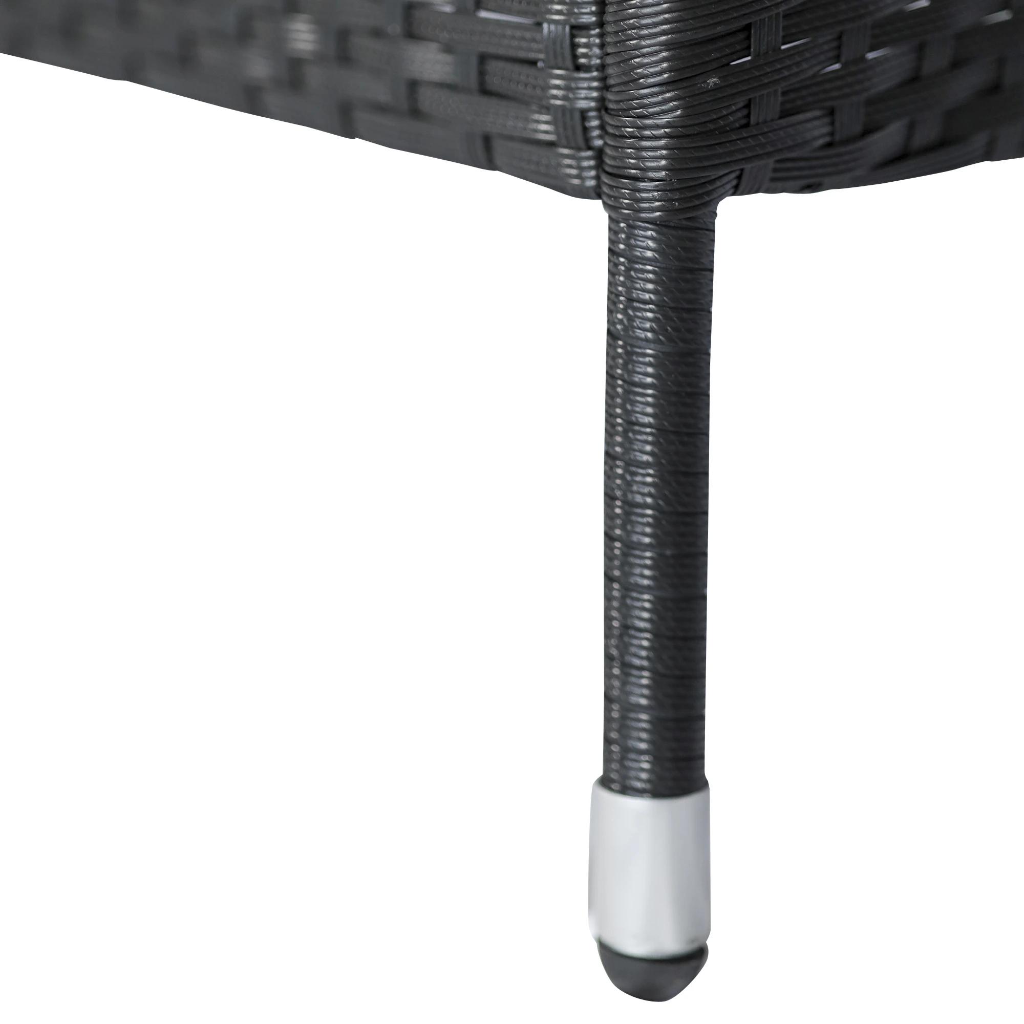 Poly-rotan tuinbank met tafel tuinbank bank 2-zits staal zwart