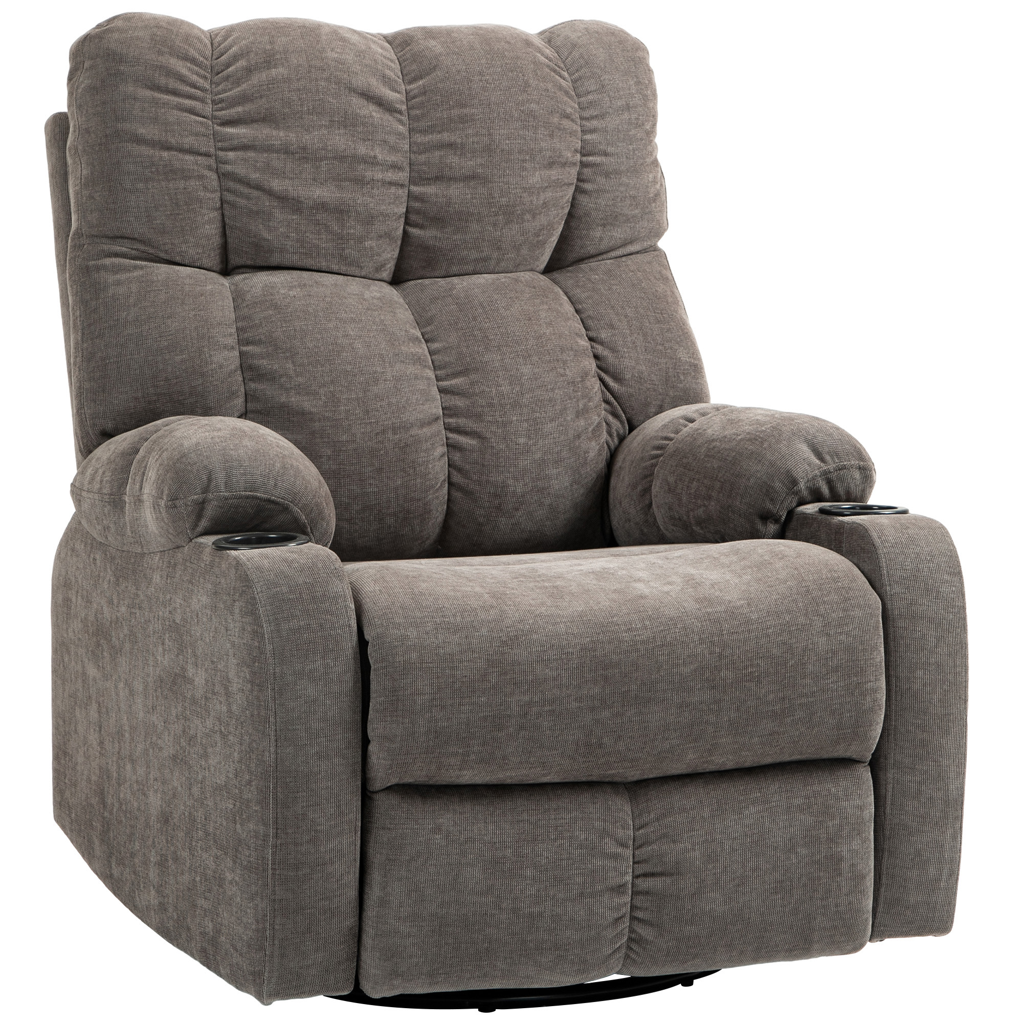 HOMCOM Relaxstoel met Voetensteun, Ligstoel, Draaibaar, Tot 150 kg, Stalen Frame, 88x96x108cm, Lichtbruin