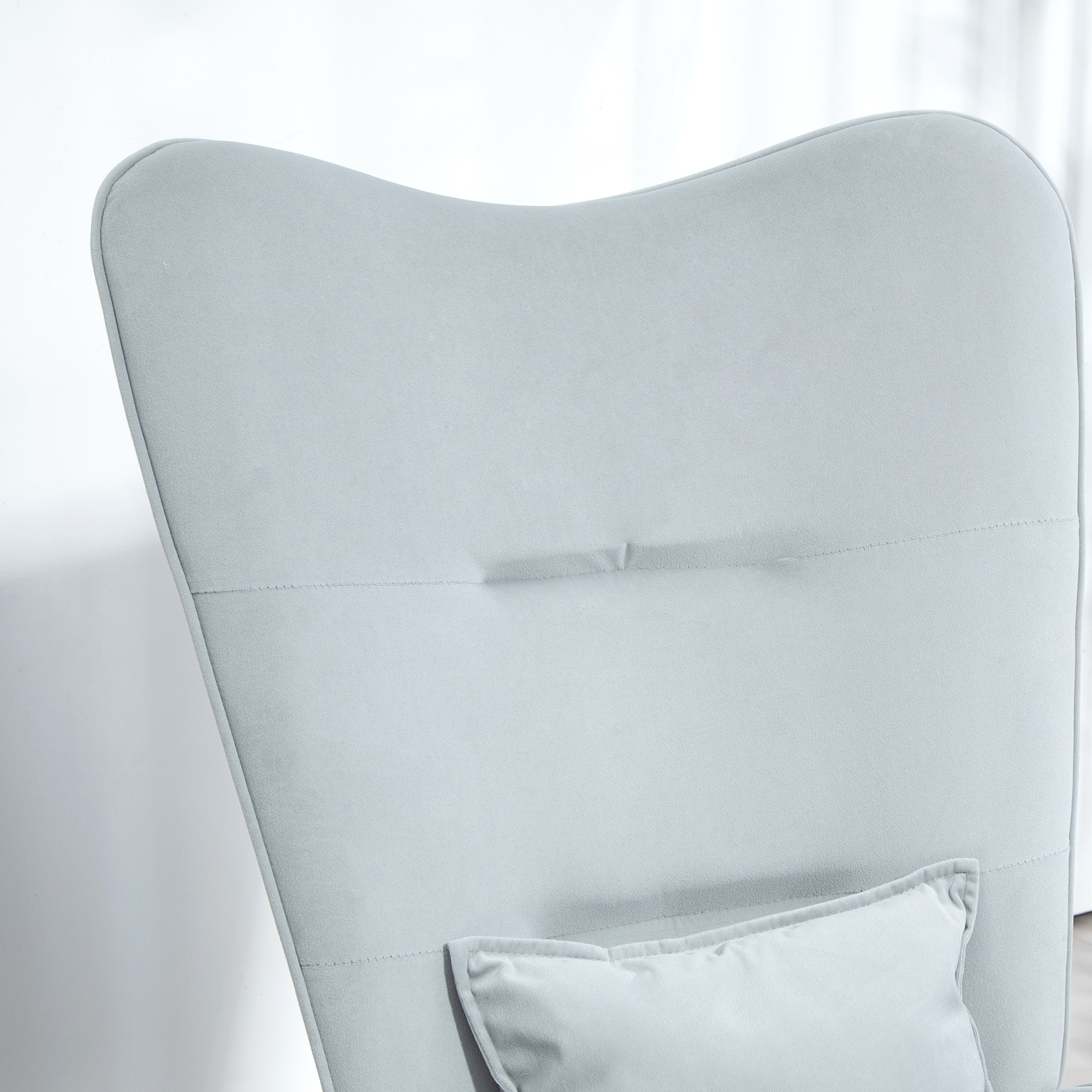 HOMCOM Schommelstoel met Zachte Bekleding in Samtlook, Inclusief Lendekussen, tot 120 kg, 67 x 85 x 112 cm, Lichtgrijs