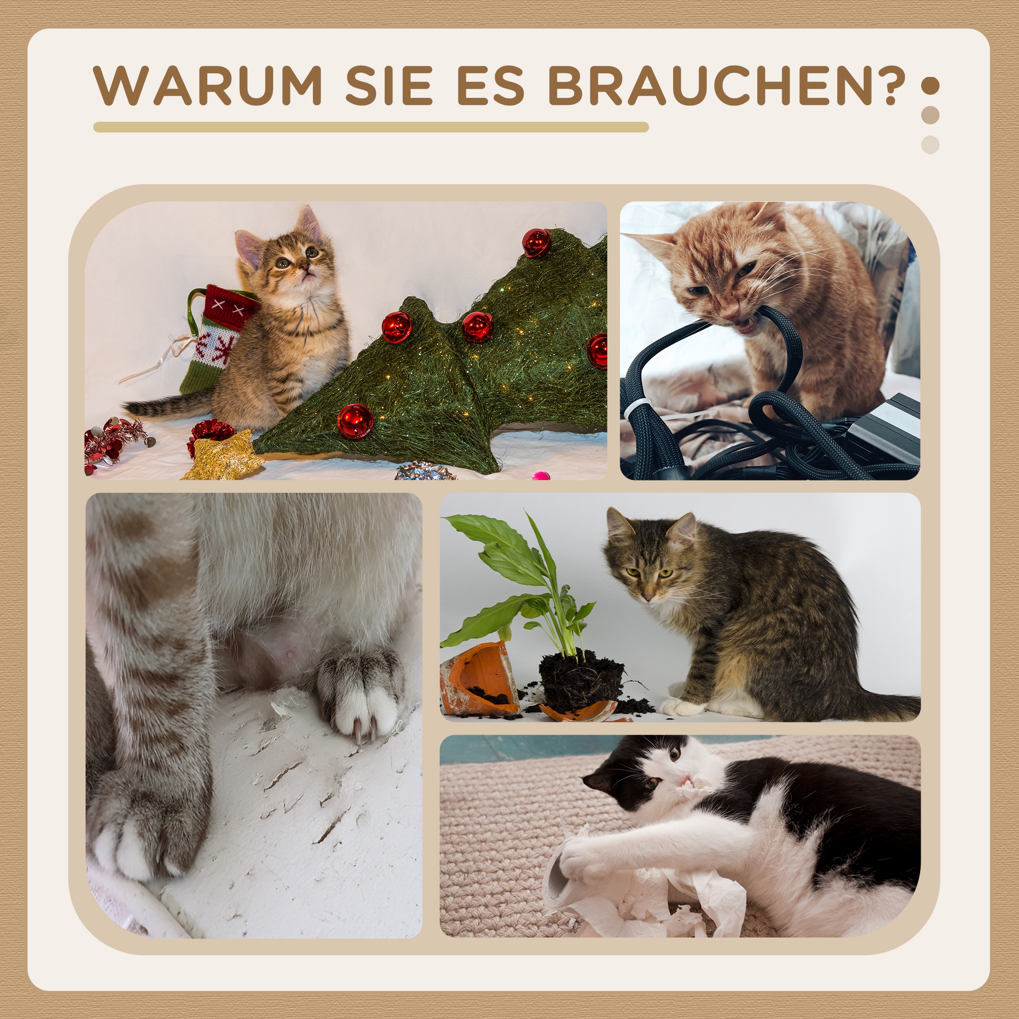 PawHut Kattenkrabpaal Krabton, 2 Kattenholen, 4 Ligplekken, 4 Krabpalen, 57 x 57 x 99 cm, Grijs + Wit