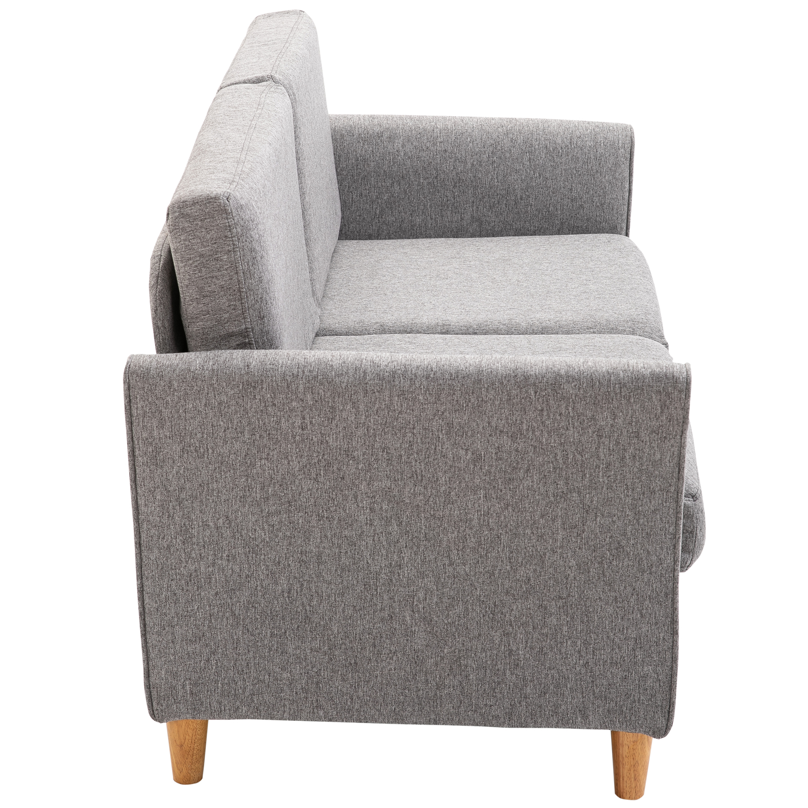HOMCOM® tweezitsbank | Afneembare kussens | Linnen, schuimstof, rubberhout | Lichtgrijs | 141 x 65 x 78 cm | Aosom.de