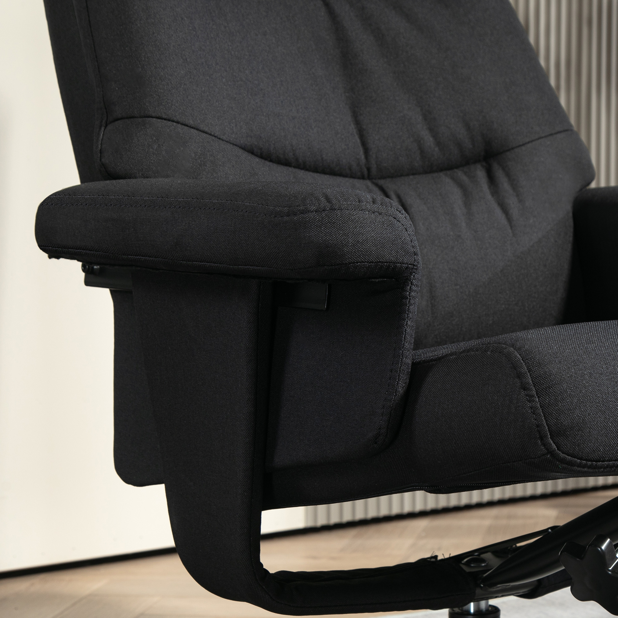HOMCOM Draaibare Ligstoel met Voetenbank, Kantelfunctie, in Fluweel Look, Tot 150 kg, Zwart