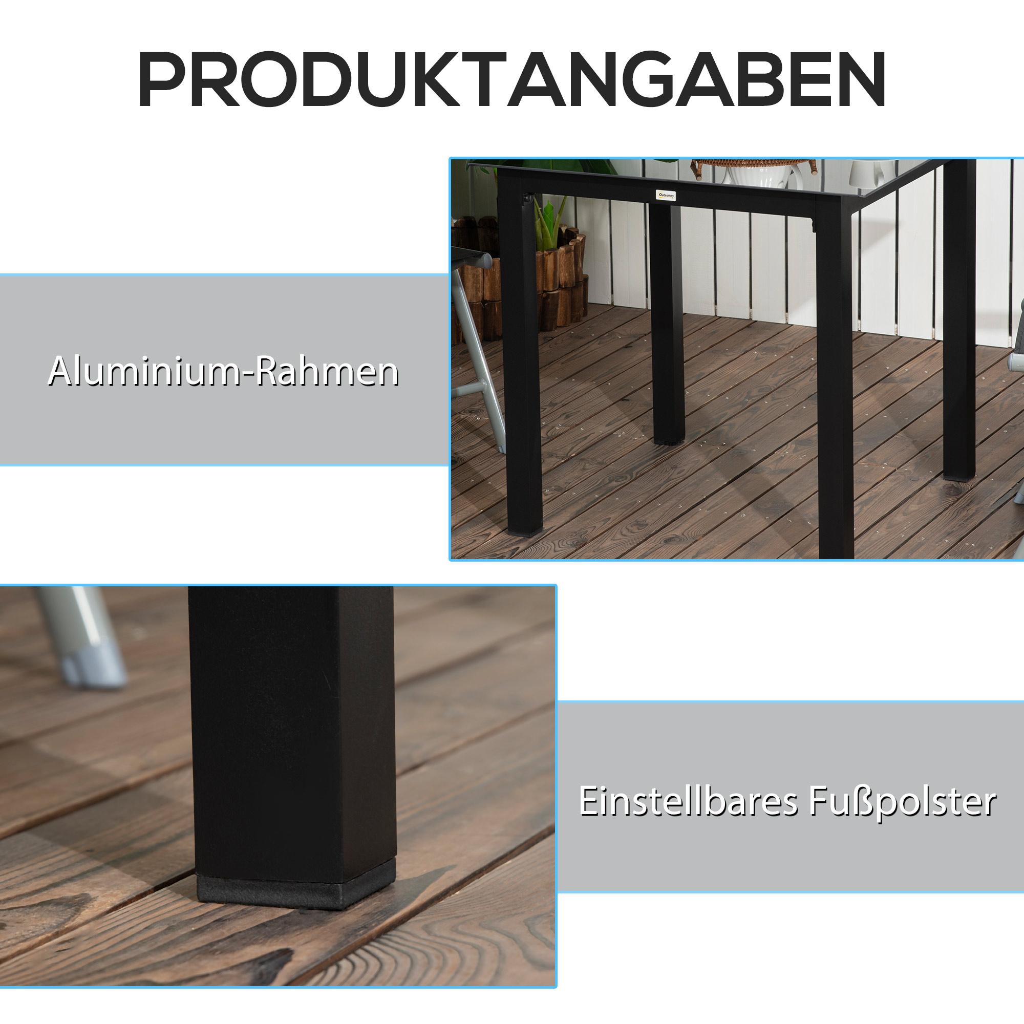 Outsunny Tuinmeubel Tuintafel Loungetafel voor buiten, weerbestendig, 80 x 80 x 74 cm, Zwart