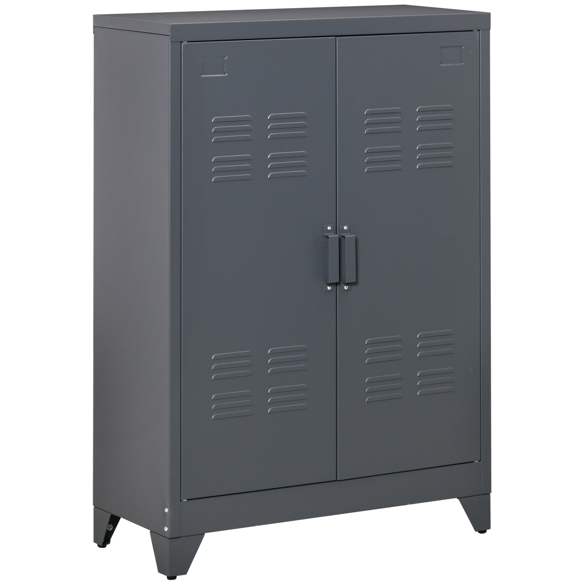 HOMCOM Dossierkast met Lamellendeuren, Opslagschrank, Metalen Schrank met 2 verstelbare planken, 75 x 33 x 110 cm, Grijs
