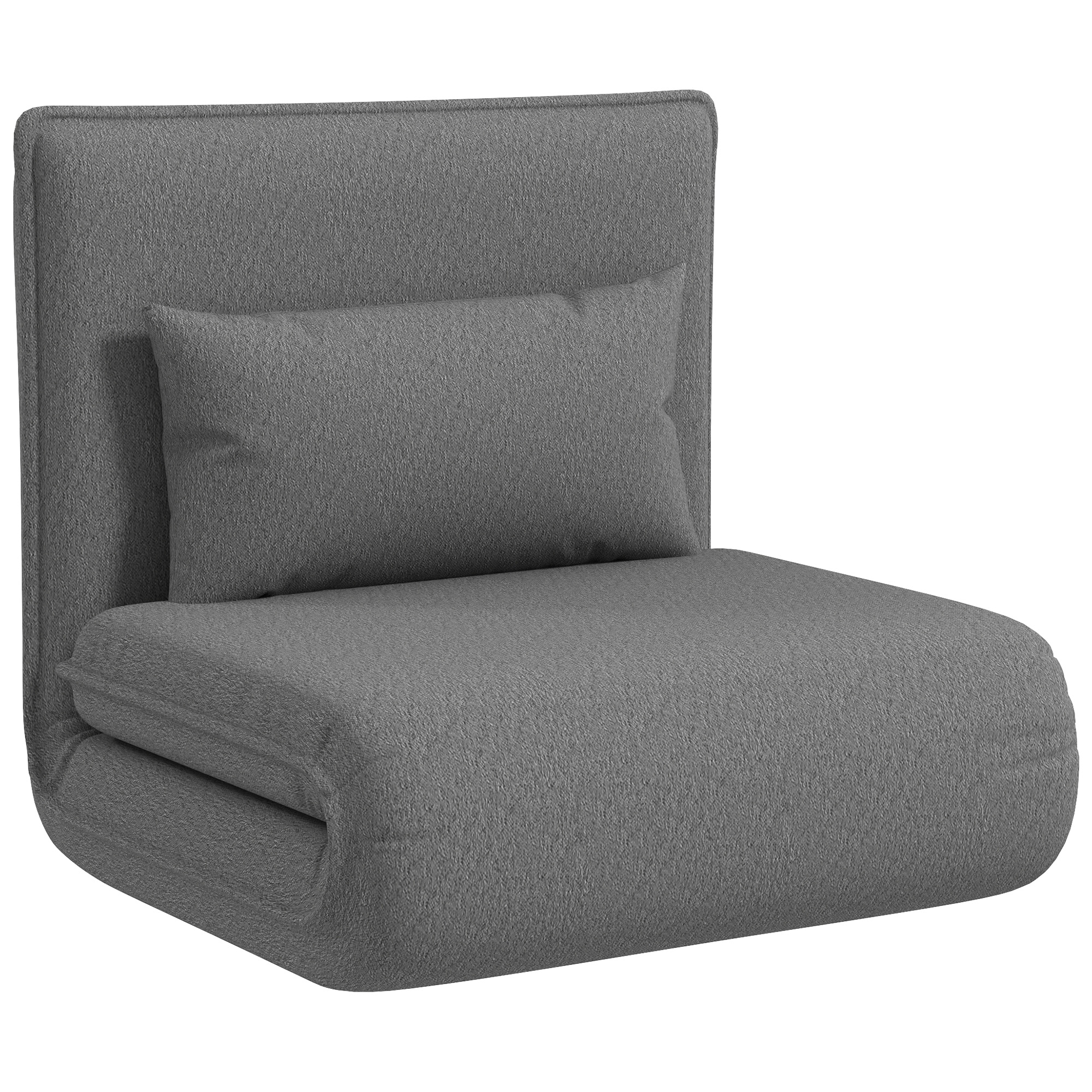 HOMCOM Vloerstoel, 3-in-1 Ontwerp, Verstelbare Vloerstoel, Chaise Longue voor Woonkamer, Slaapkamer, Gastenkamer, Kantoor, Grijs
