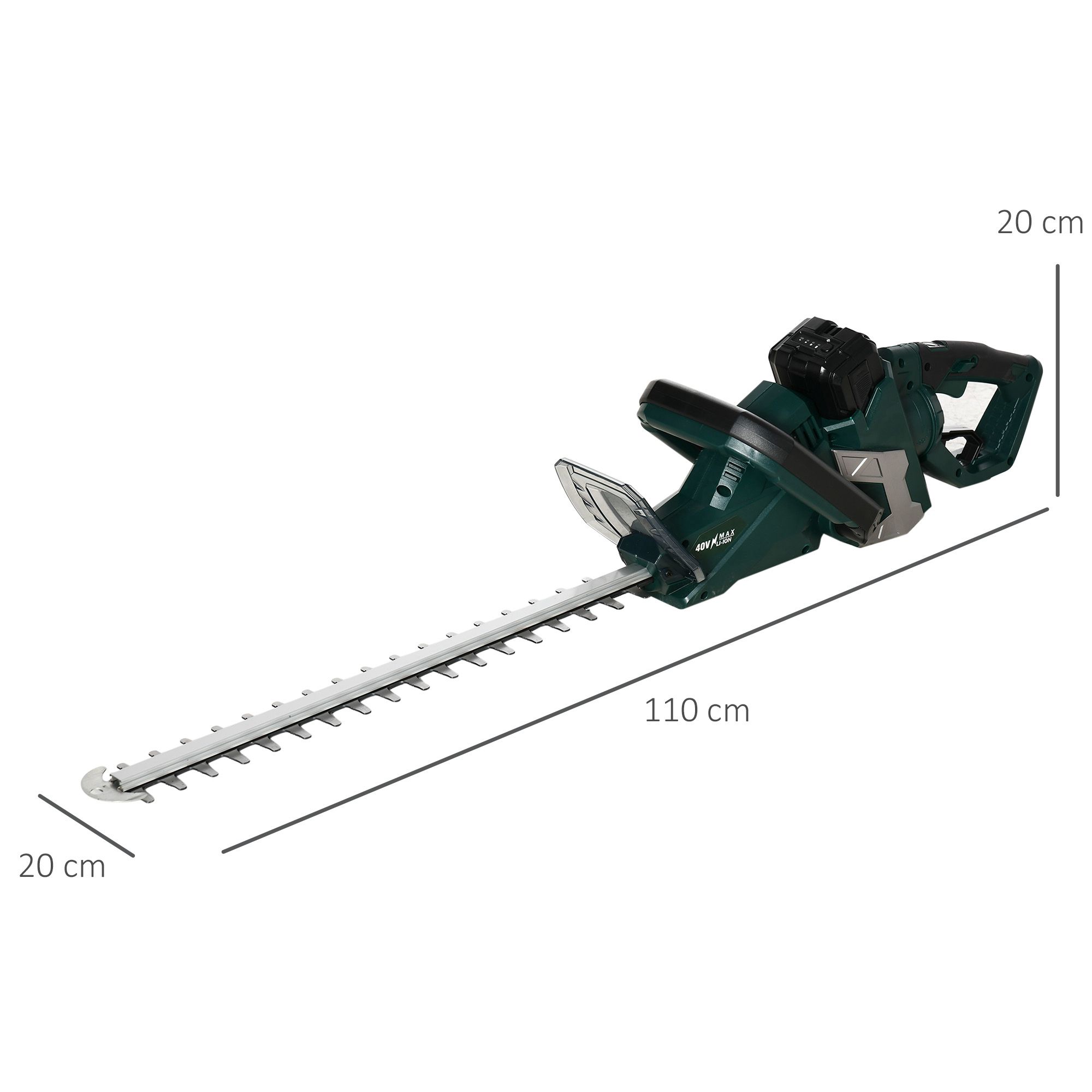DURHAND Elektrische heggenschaar Snoerloze Elektrische heggenschaar met 350 W motorvermogen Snoerloze 180° draaihendel 52 cm snijlengte Staal ABS Groen + Zwart