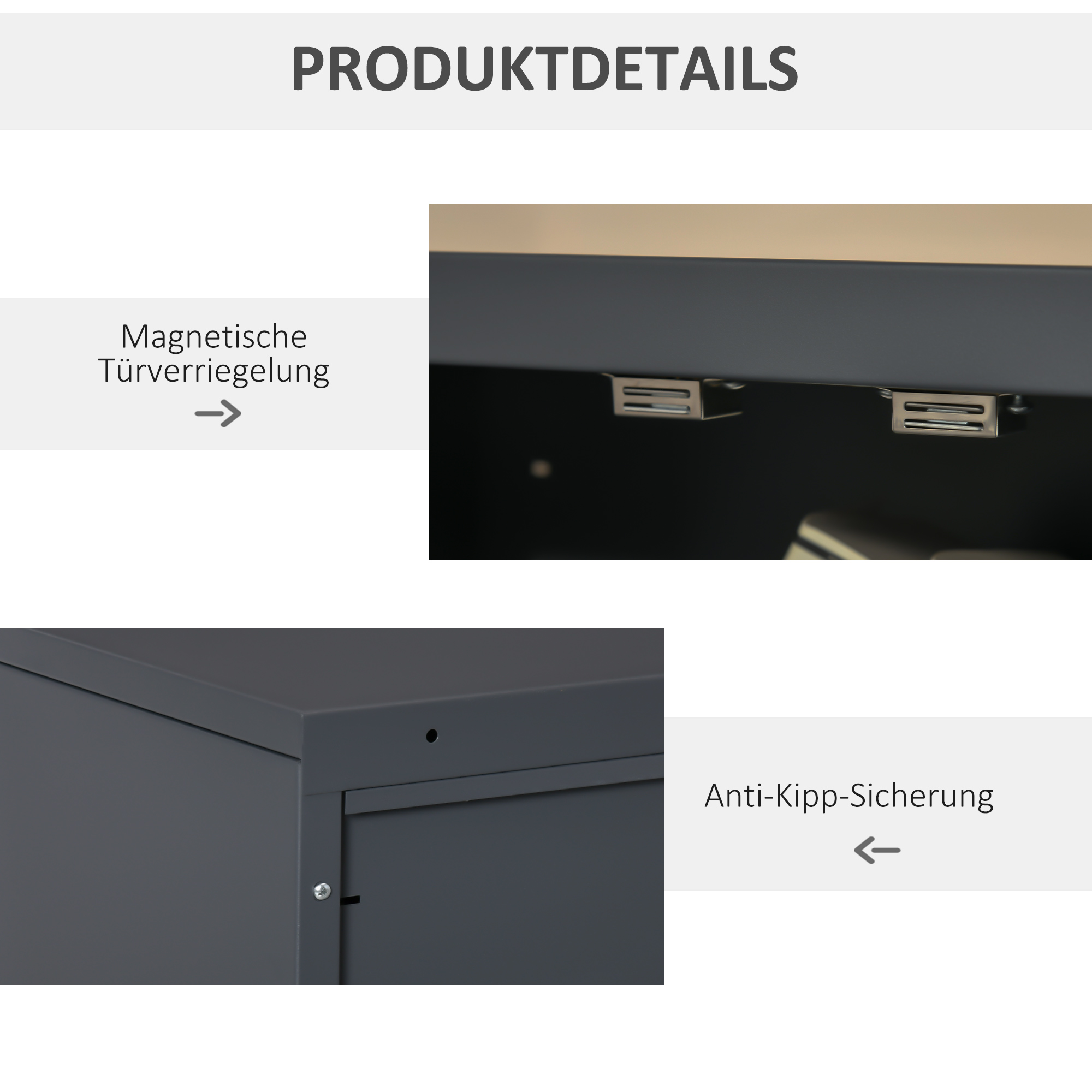 HOMCOM Dossierkast met Lamellendeuren, Opslagschrank, Metalen Schrank met 2 verstelbare planken, 75 x 33 x 110 cm, Grijs