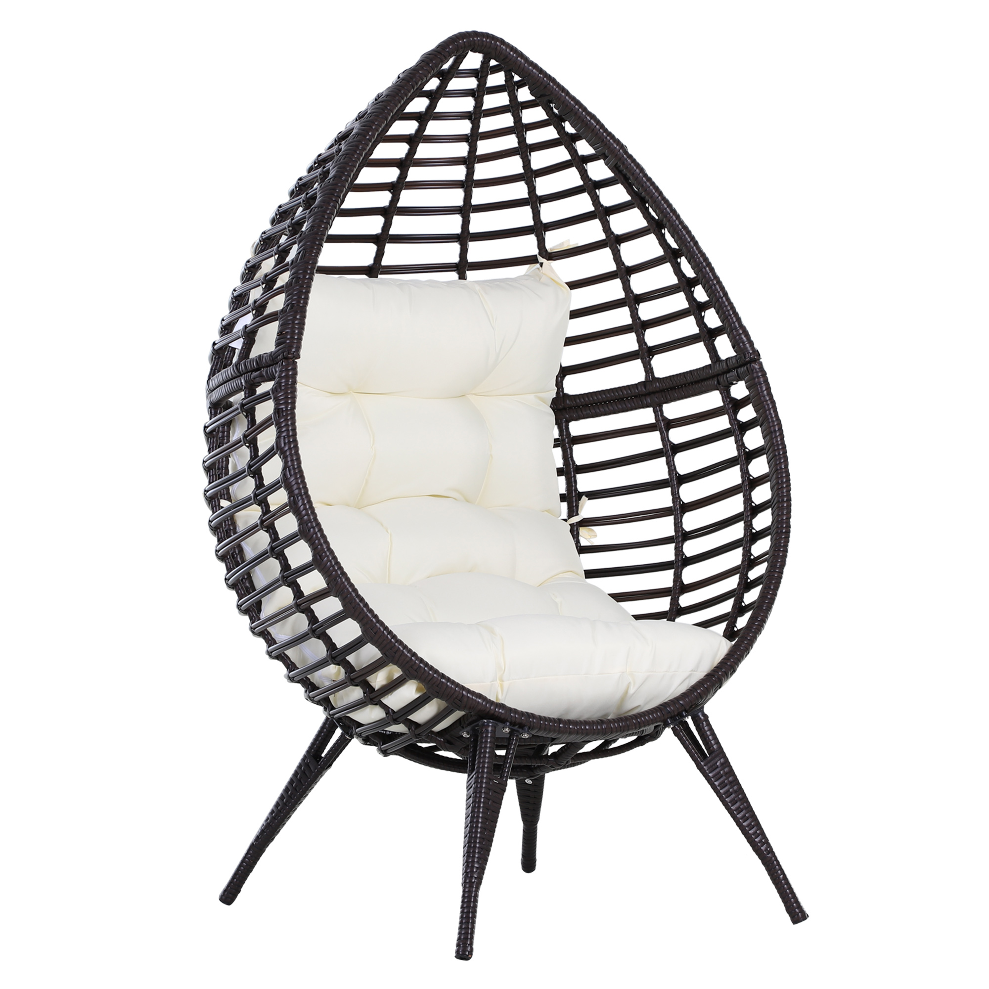 Outsunny rotan fauteuil in druppelvorm 101 cm x 89 cm x 156 cm