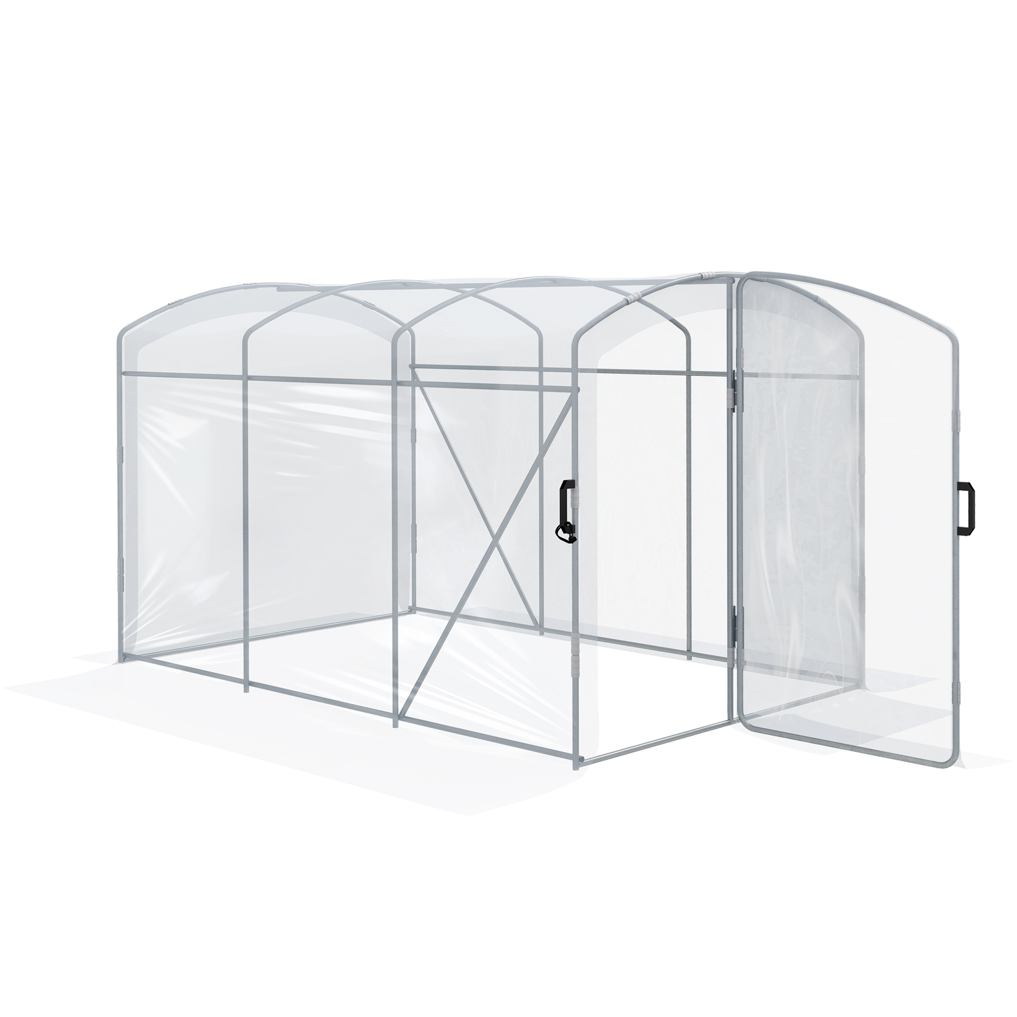 Outsunny Tunnelkas, loopbaar, transparante folie, verzinkt stalen frame, 3 x 2 x 2m