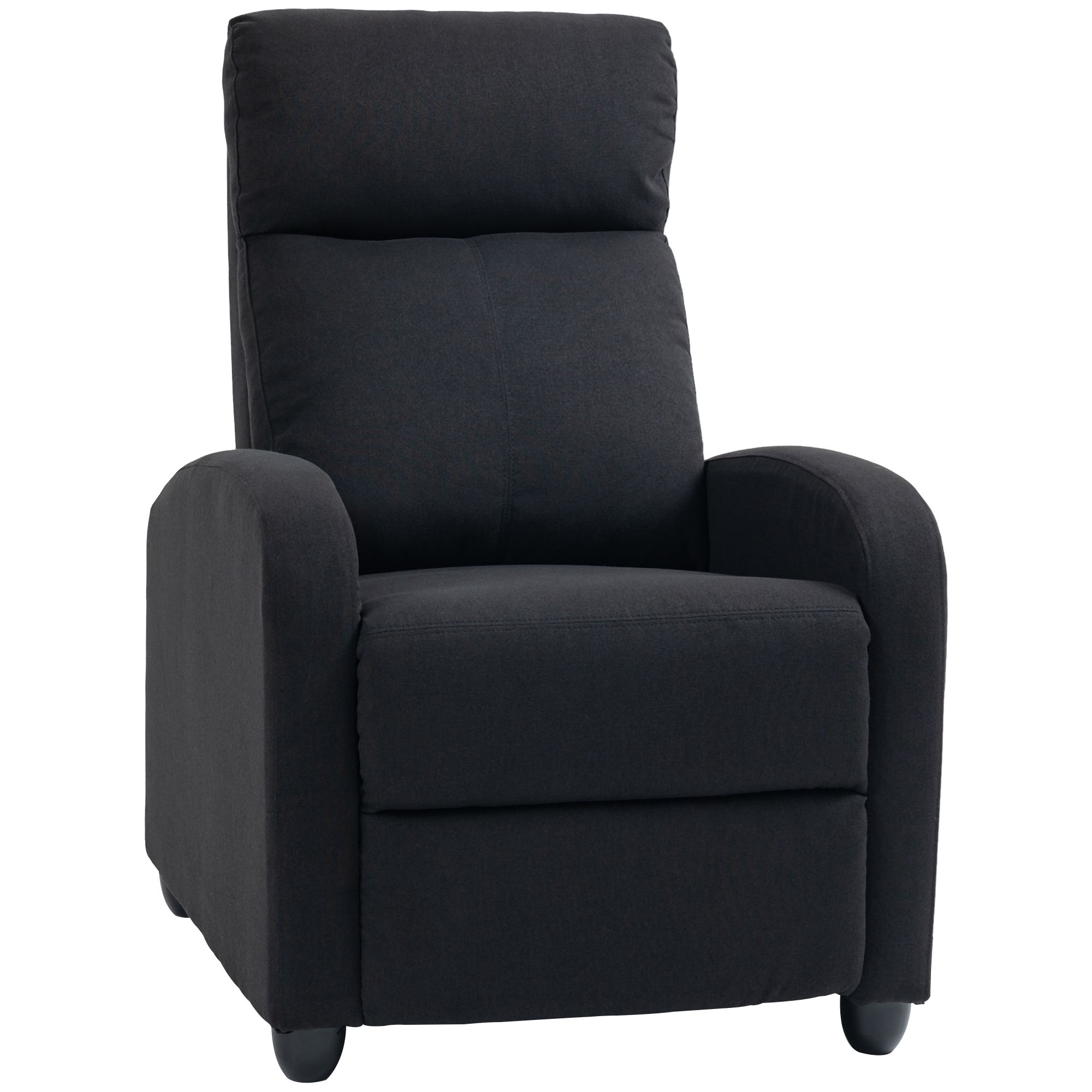 HOMCOM Relaxfauteuil, verstelbaar tot 135°, uitschuifbare voetsteun, gestoffeerde leuningen, Linnen-Polyester, Zwart