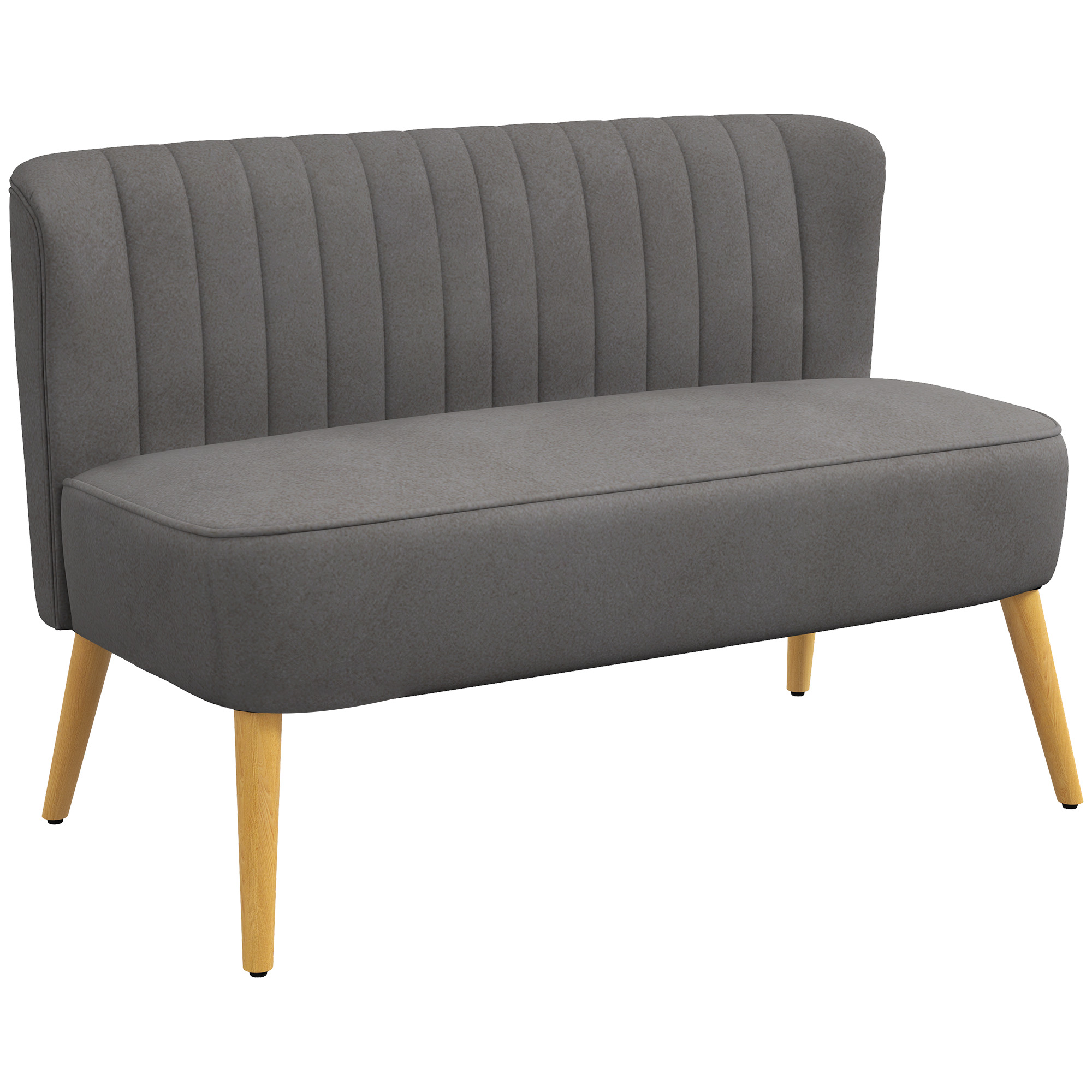 HOMCOM Sofa Retrodesign 2-zitsbank, houten poten, 117 cm x 56,5 cm x 77 cm, Donkergrijs